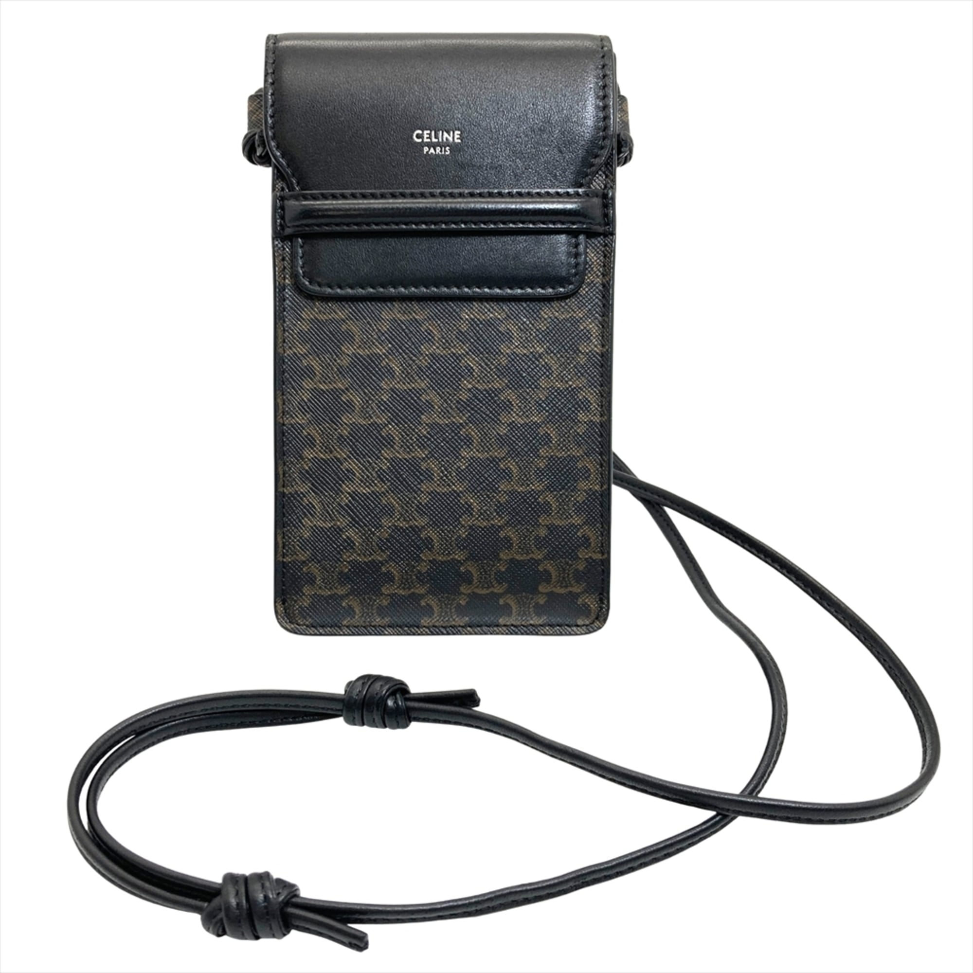 Celine Black Canvas Leather Pouch Shoulder Bag (Pre-Owned)