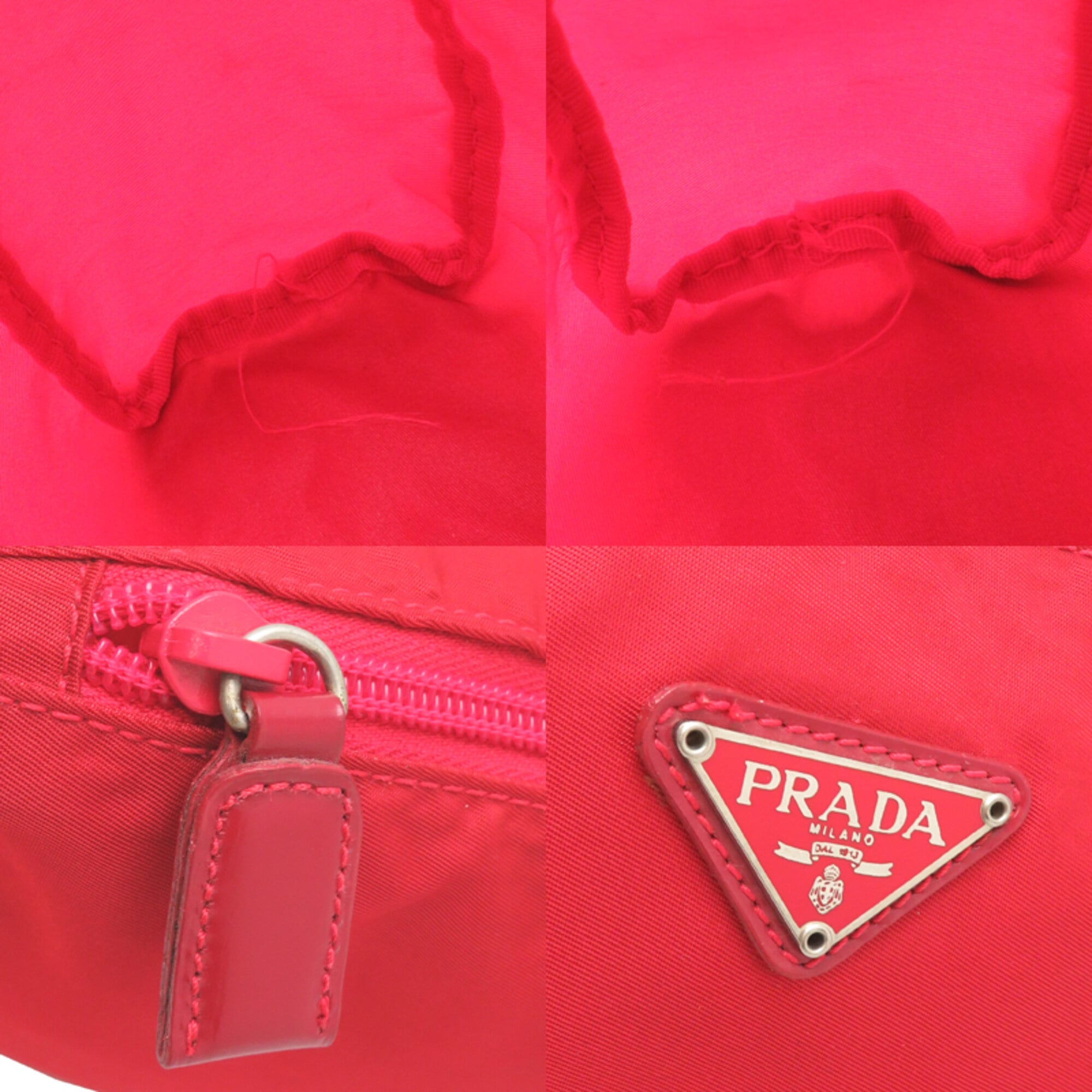 Prada Red Color Nylon Pouch (Pre-Owned)