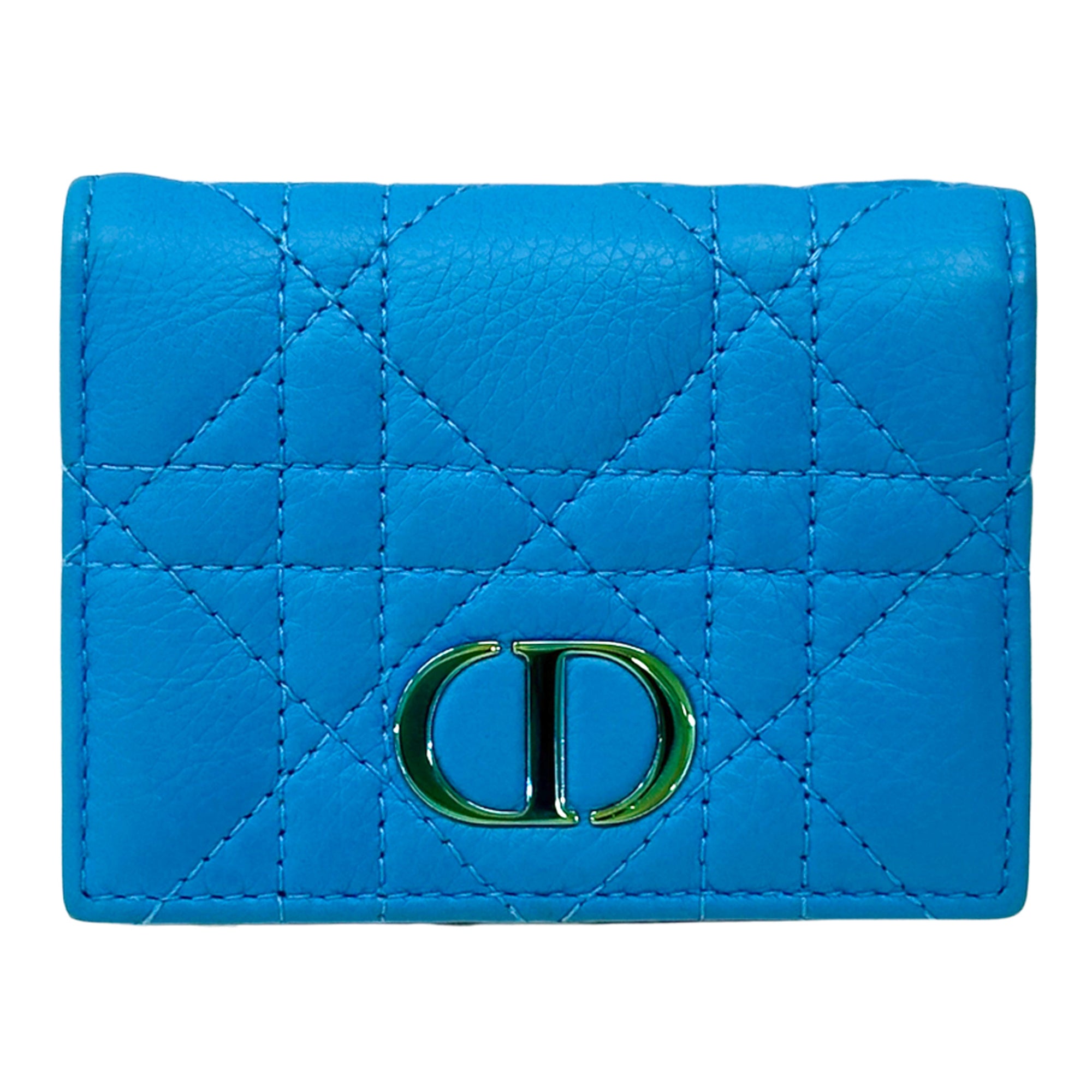 Christian Dior Blue Leather Wallet (Tri-Fold) (Pre-Owned)
