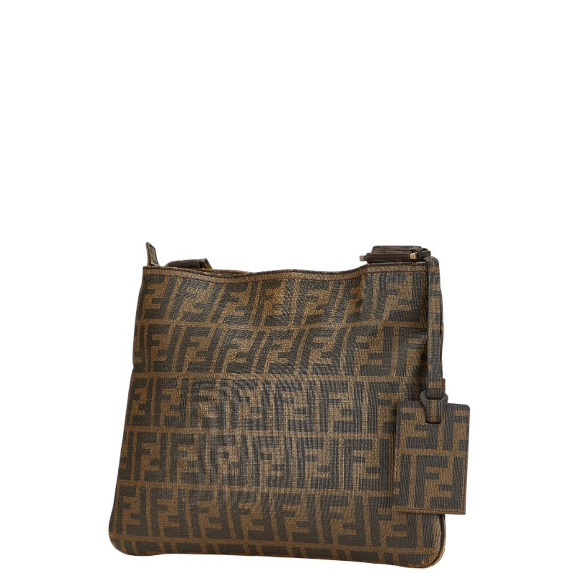 Fendi Zucca Khaki Brown Pvc Leather Shoulder Bag (Pre-Owned)
