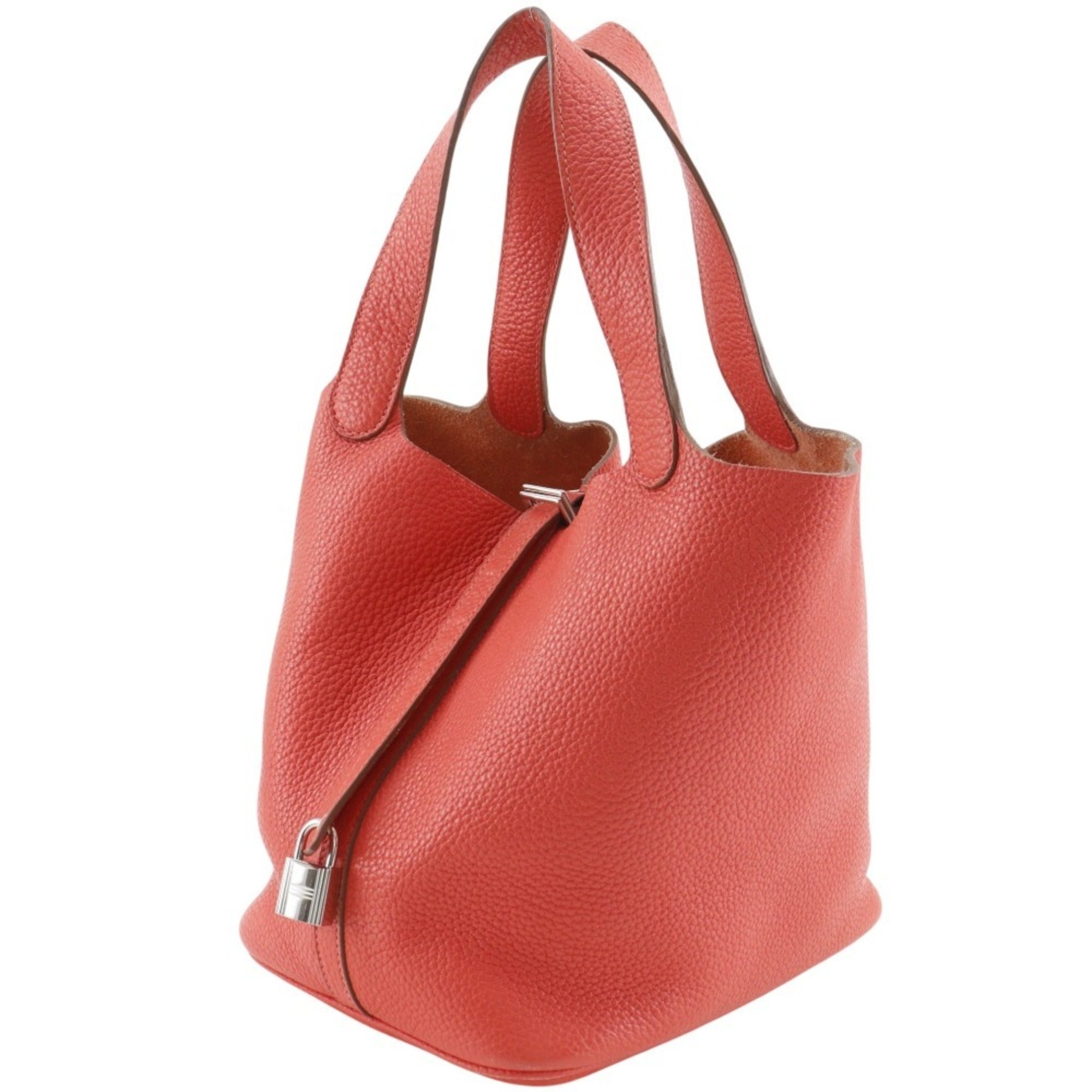 Hermes Picotin Red Color Taurillon Clemence Leather Handbag (Pre-Owned)