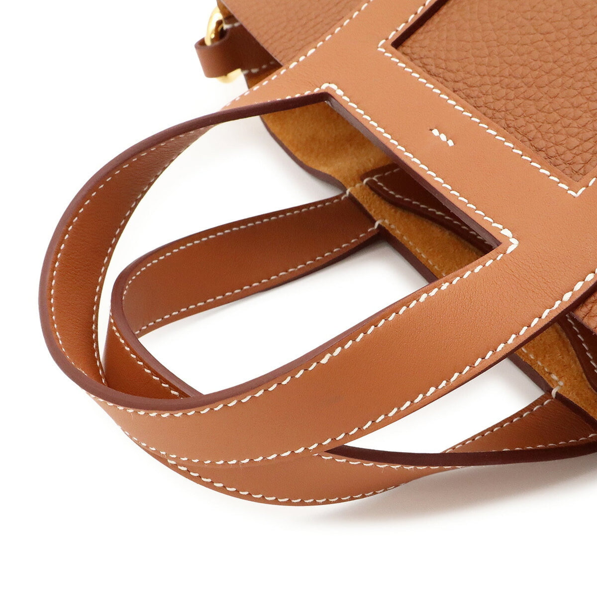 Hermes Brown Gold Brown Taurillon Clemence Leather Handbag Tote Bag (Pre-Owned)