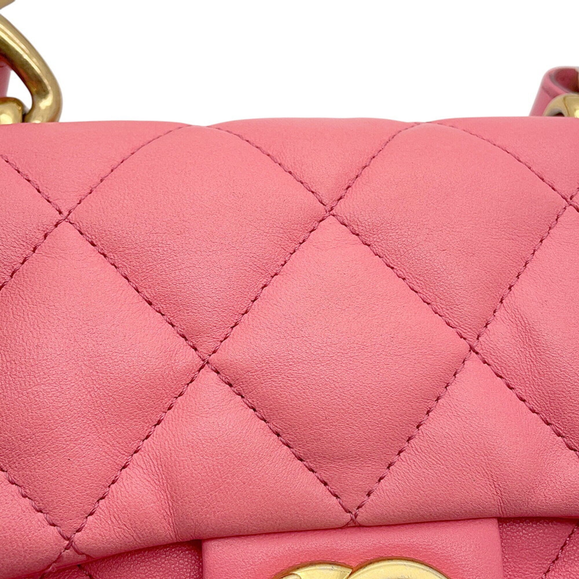 Chanel Pink Leather Handbag Shoulder Bag (Pre-Owned)
