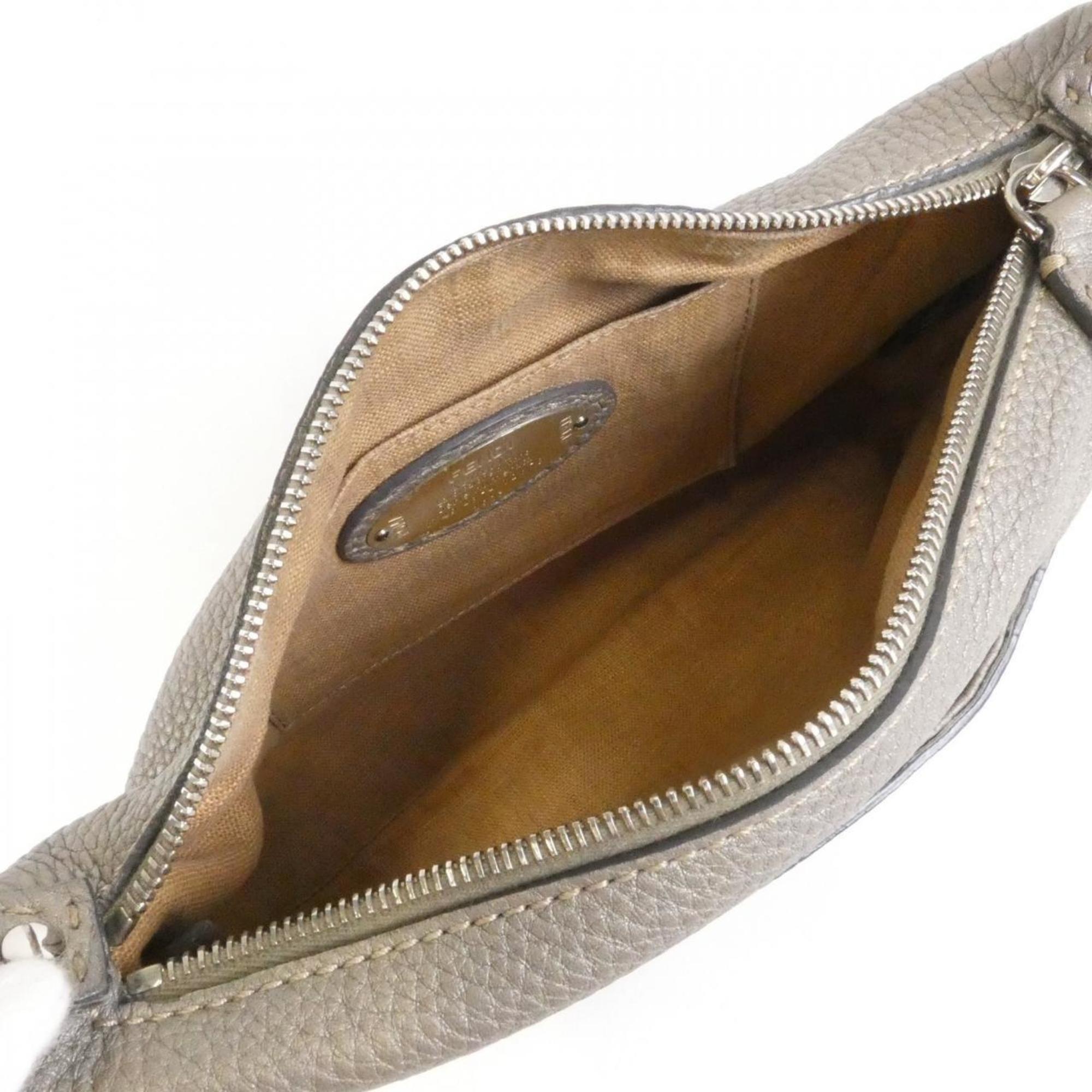 Fendi Gray Leather Handbag (Pre-Owned)