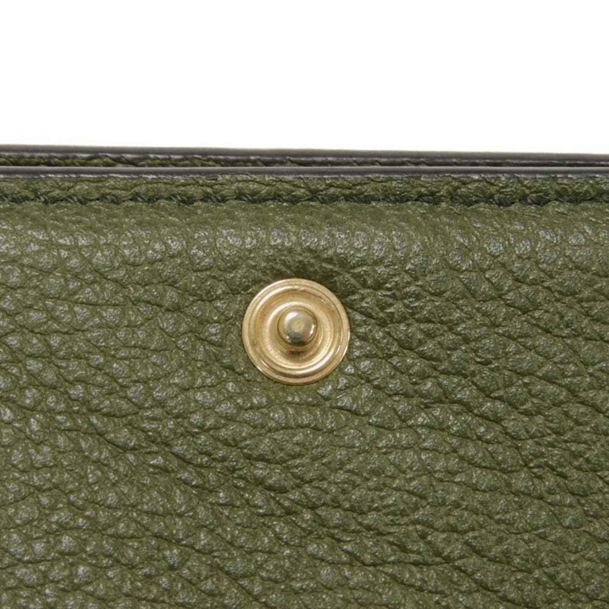 Gucci Khaki Leather Wallet (Tri-Fold) (Pre-Owned)