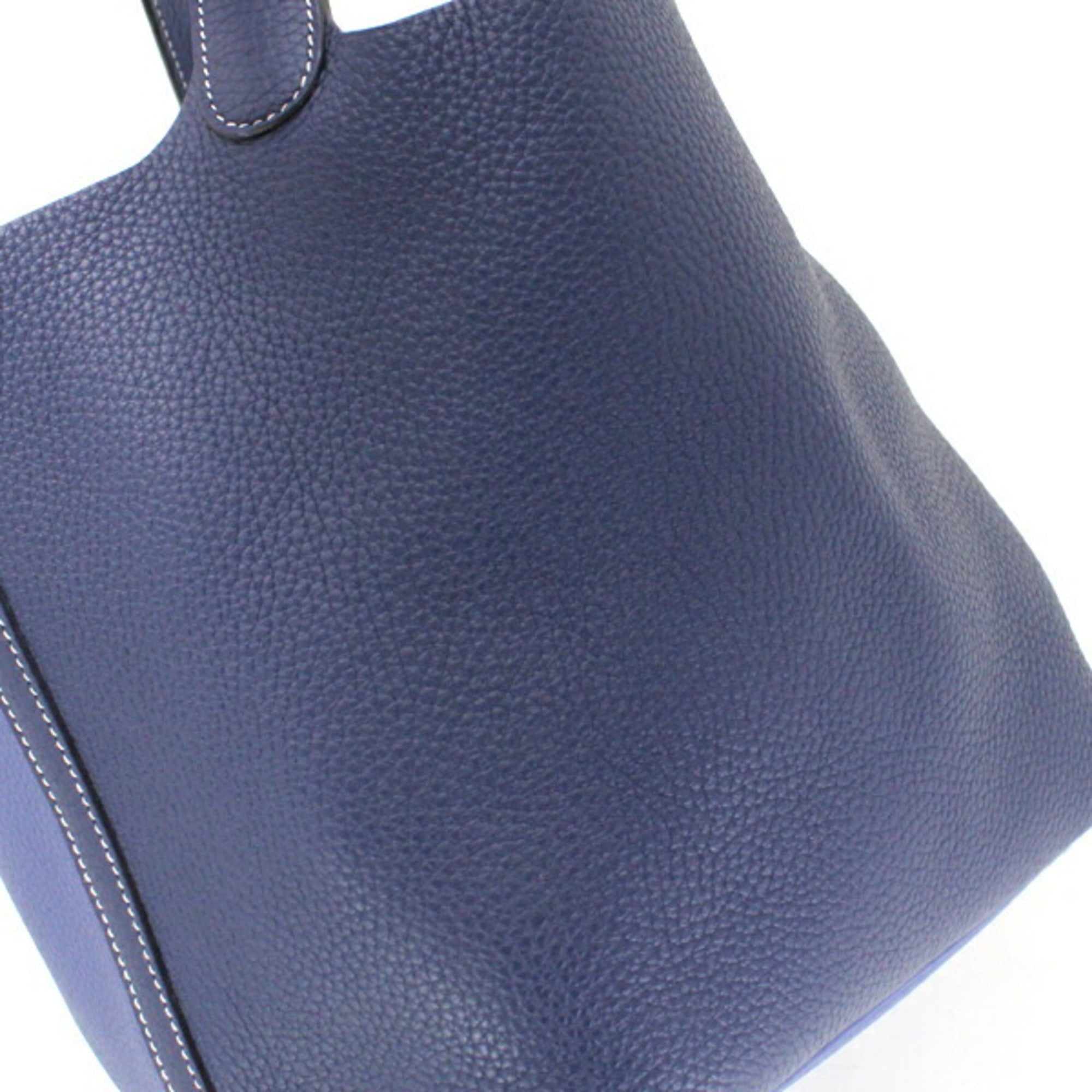 Hermes Bleu Saphir Taurillon Clemence Leather Handbag Tote Bag (Pre-Owned)