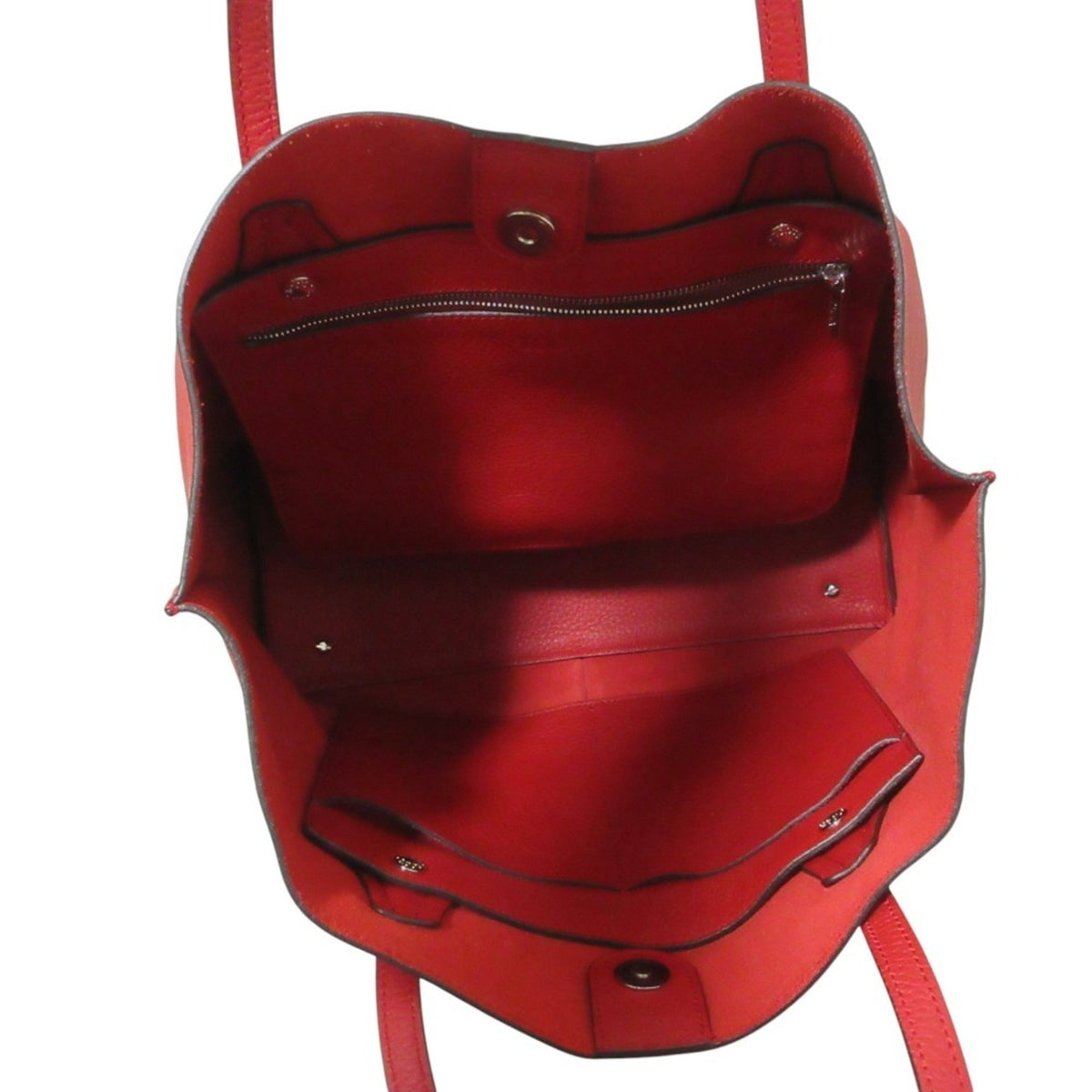 Tod's Red Color Leather Shoulder Bag Tote Bag (Pre-Owned)