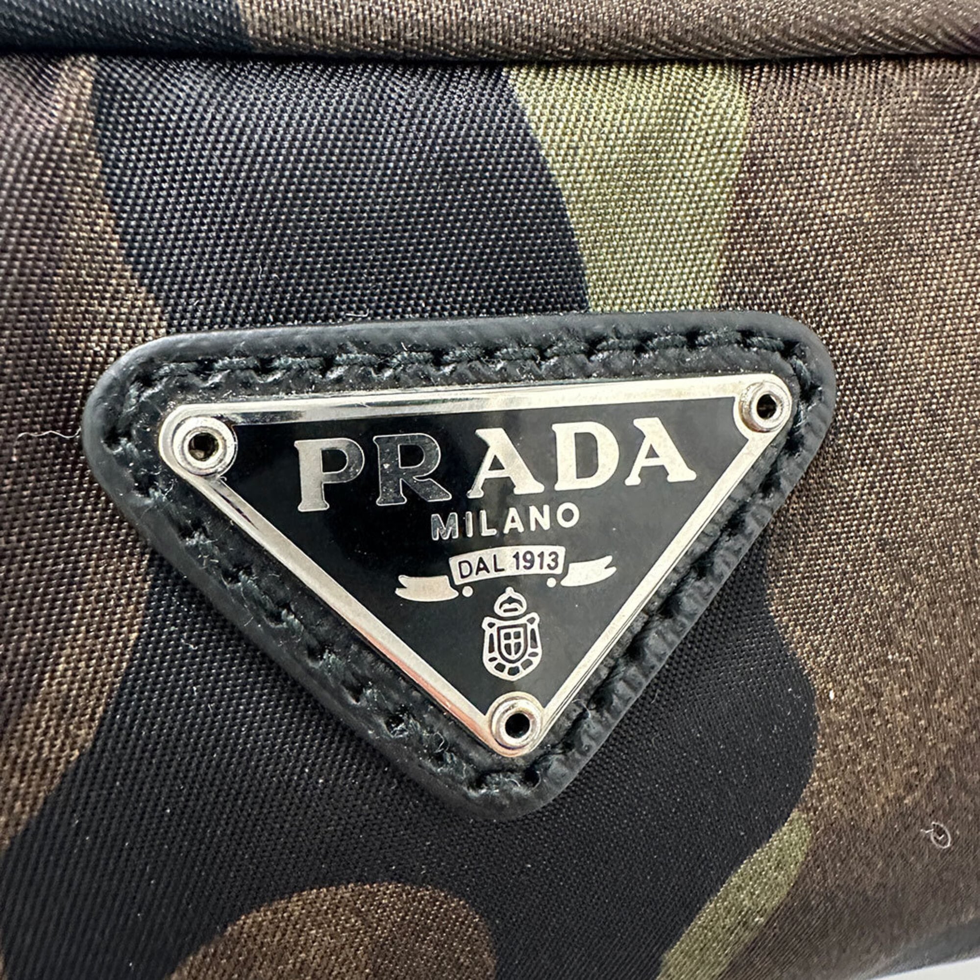 Prada Camouflage Khaki Nylon Handbag Pouch (Pre-Owned)