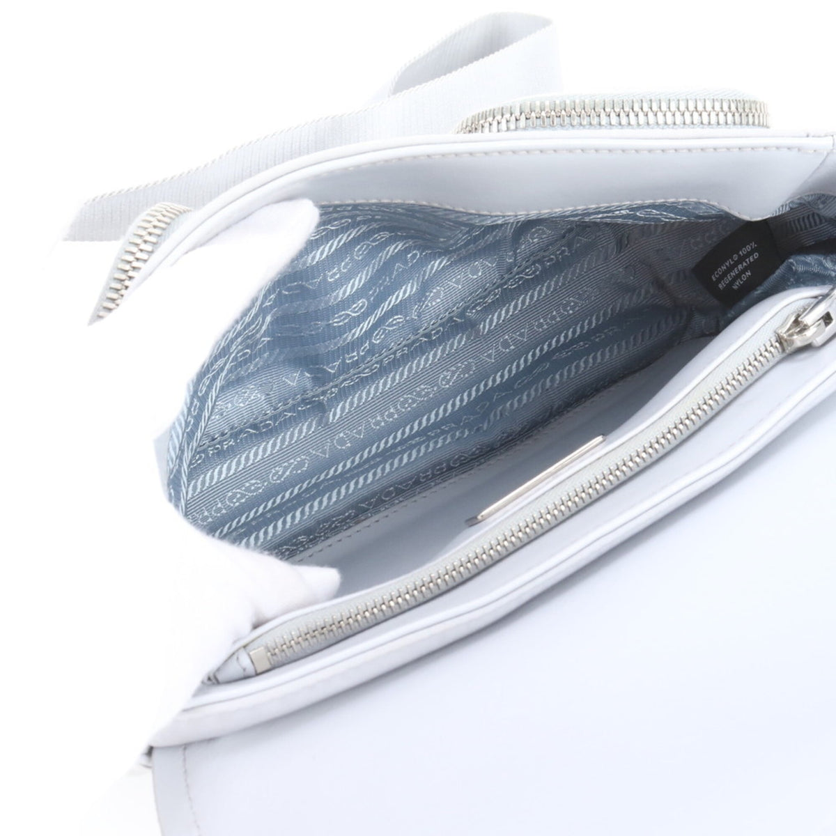Prada Blue Leather Nylon Crossbody Bag Pouch Shoulder Bag (Pre-Owned)