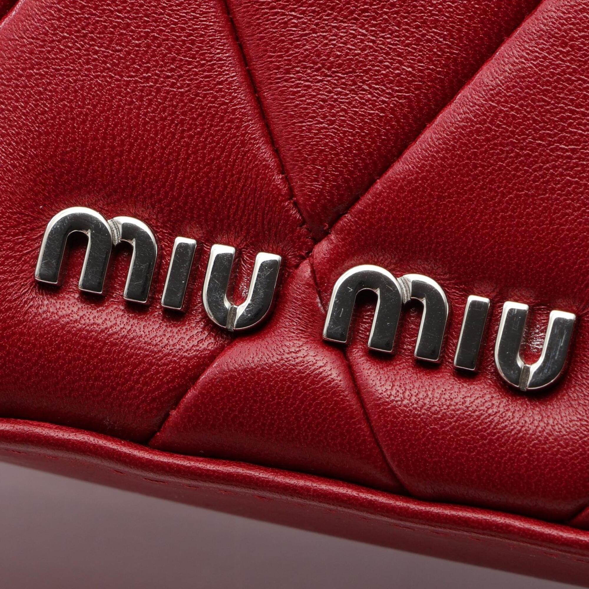 Miu Miu Red Color Leather Handbag Shoulder Bag (Pre-Owned)