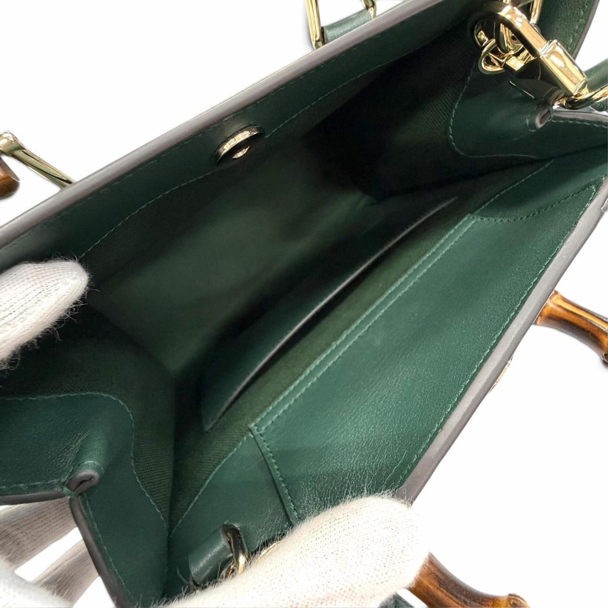 Gucci Dark Green Leather Handbag Shoulder Bag (Pre-Owned)