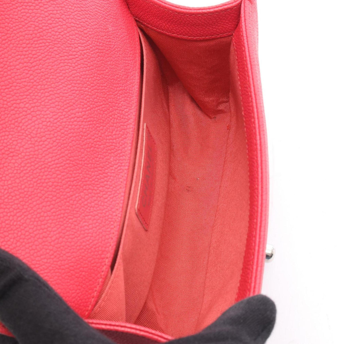 Chanel Red Color Grained Calfskin Handbag Shoulder Bag (Pre-Owned)