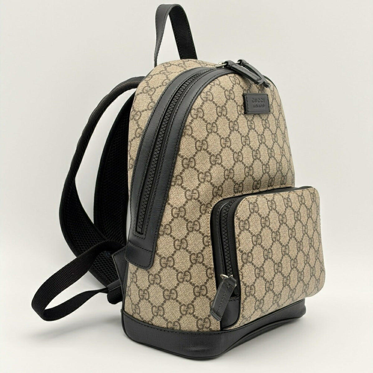Gucci Beige Black Pvc Leather Backpack (Pre-Owned)