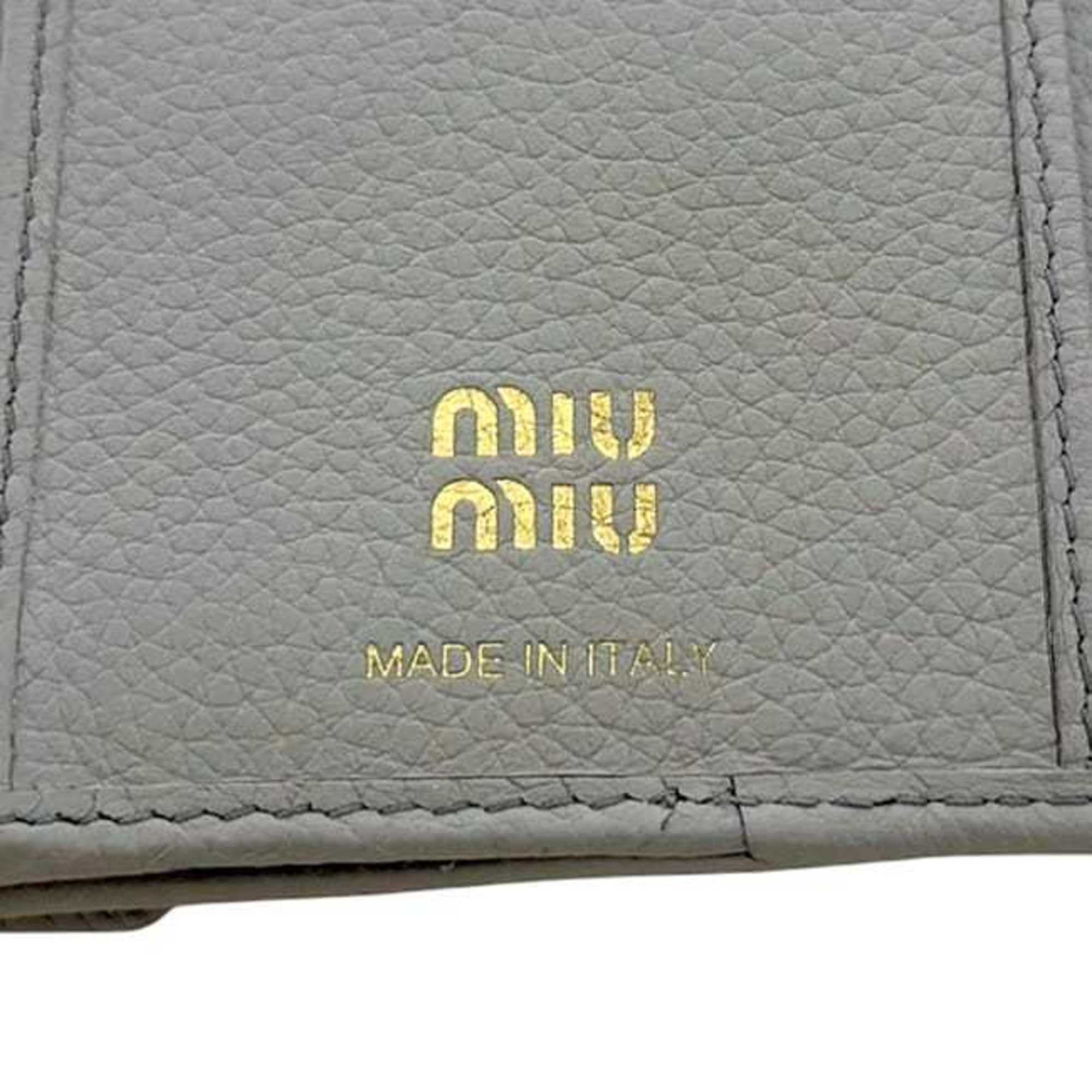 Miu Miu Gray Leather Wallet (Tri-Fold) (Pre-Owned)