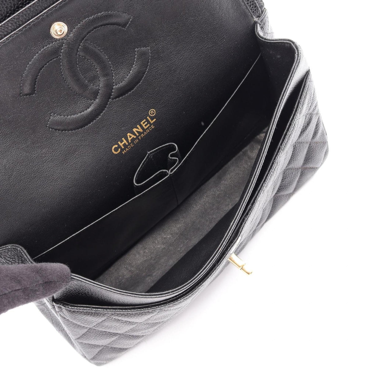 Chanel Black Grained Calfskin Handbag Shoulder Bag (Pre-Owned)