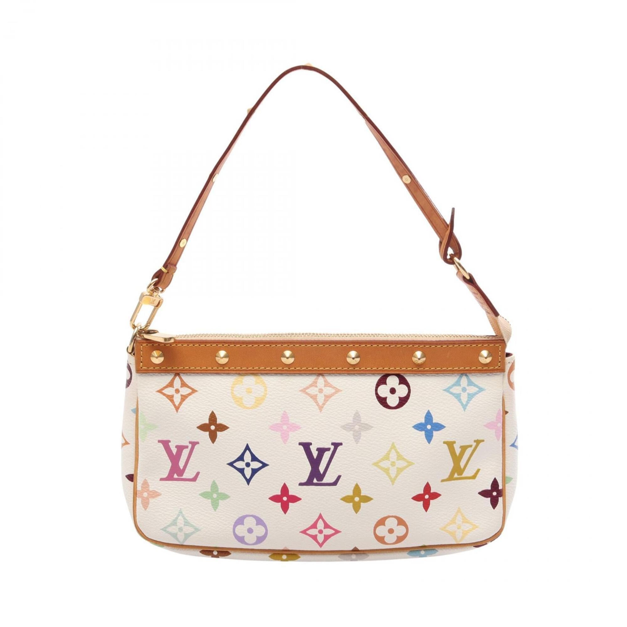 Louis Vuitton White Coated Canvas Leather Handbag (Pre-Owned)
