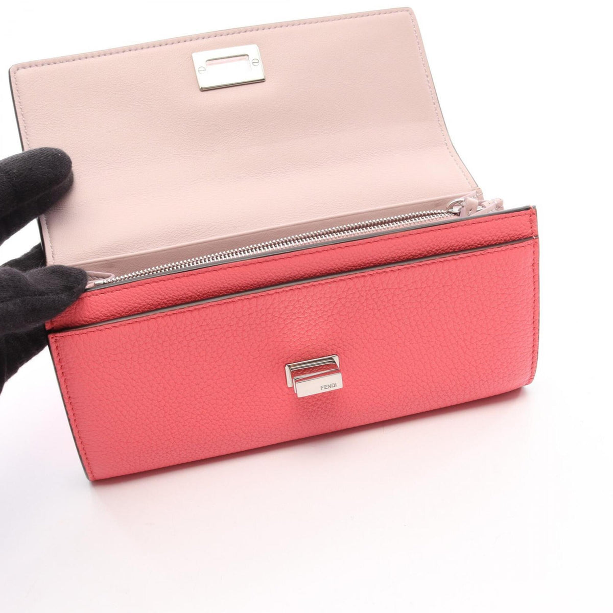 Fendi Pink Leather Long Wallet (Bi-Fold) (Pre-Owned)