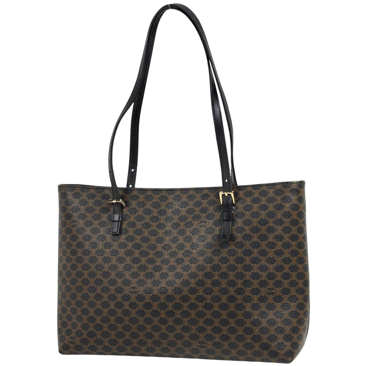 Celine Black Brown Coated Canvas Leather Tote Bag (Pre-Owned)