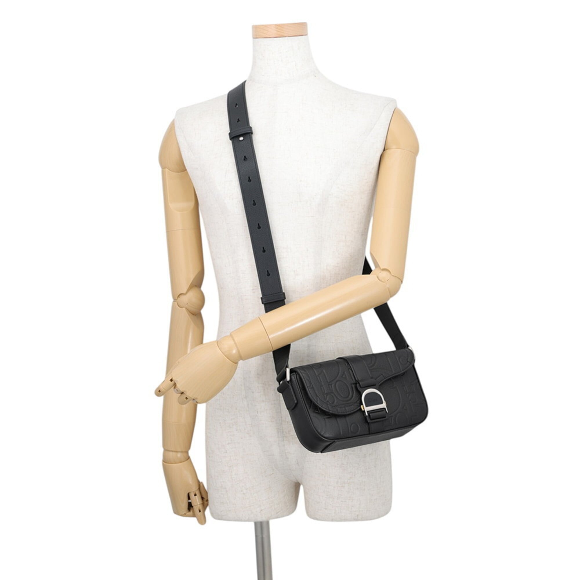 Christian Dior Black Leather Handbag Messenger Bag Shoulder Bag (Pre-Owned)