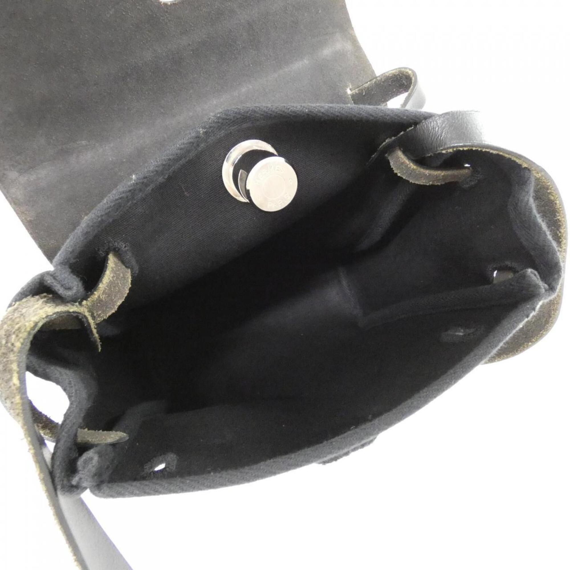 Hermes Black Leather Shoulder Bag (Pre-Owned)