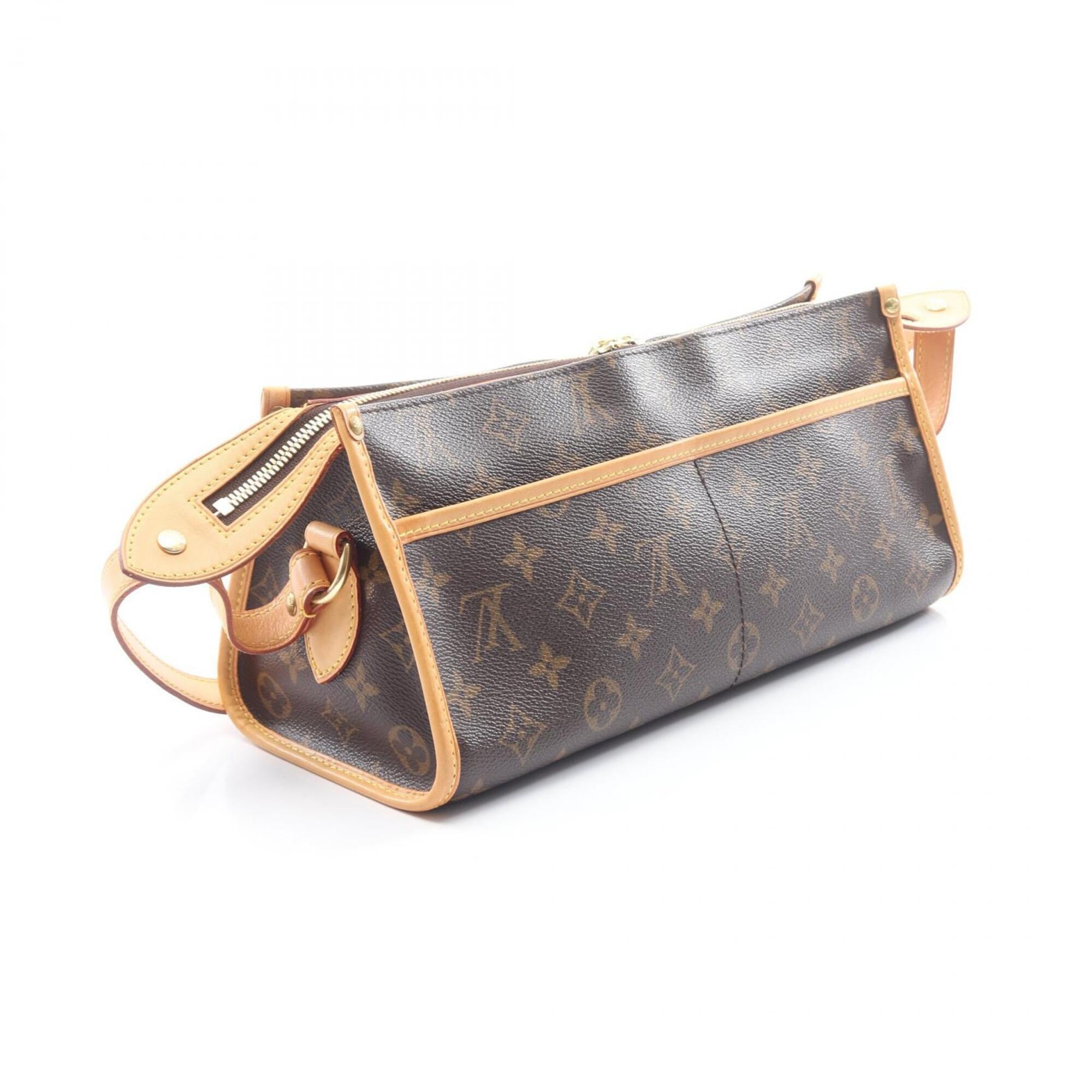 Louis Vuitton Brown Coated Canvas Leather Handbag Shoulder Bag (Pre-Owned)