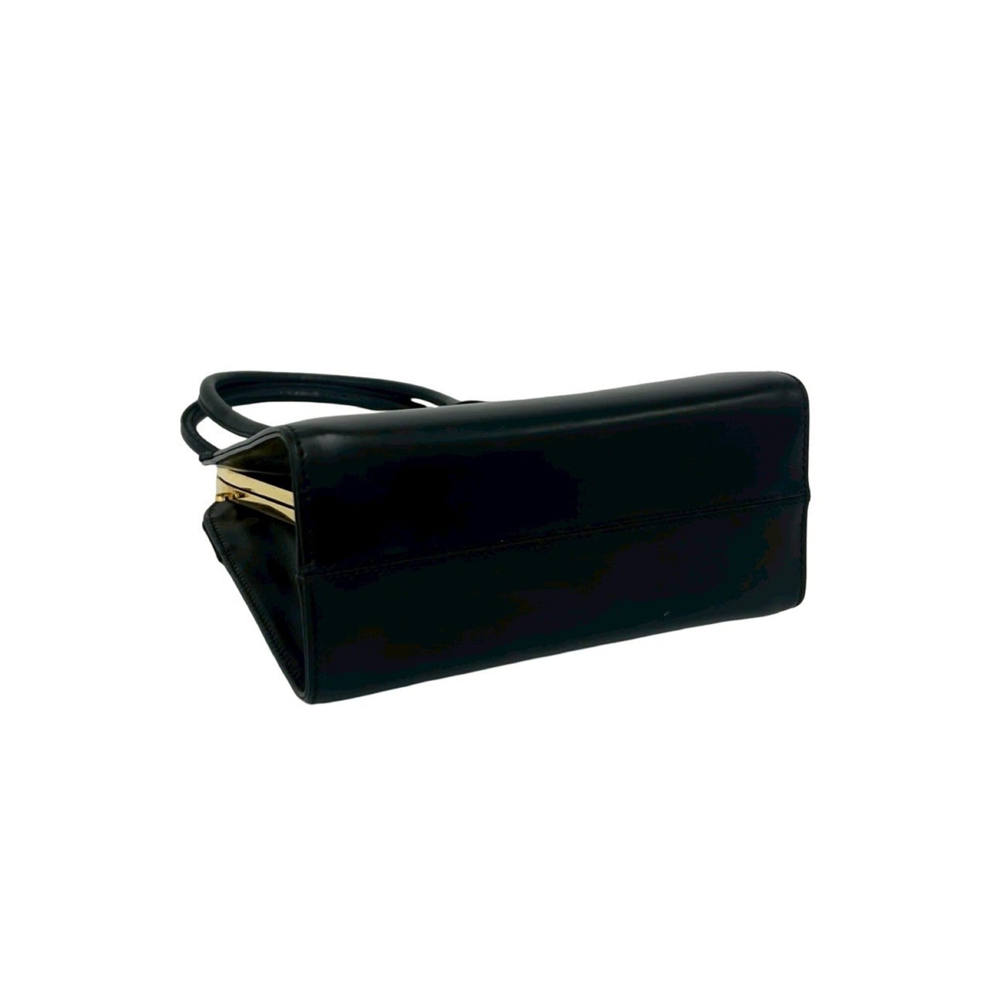 Salvatore Ferragamo Black Leather Handbag Shoulder Bag (Pre-Owned)