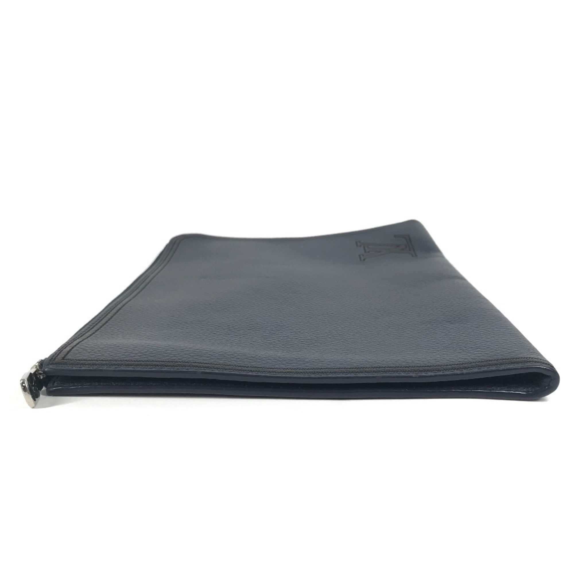Louis Vuitton Black Navy Leather Clutch Bag Pochette Pouch (Pre-Owned)