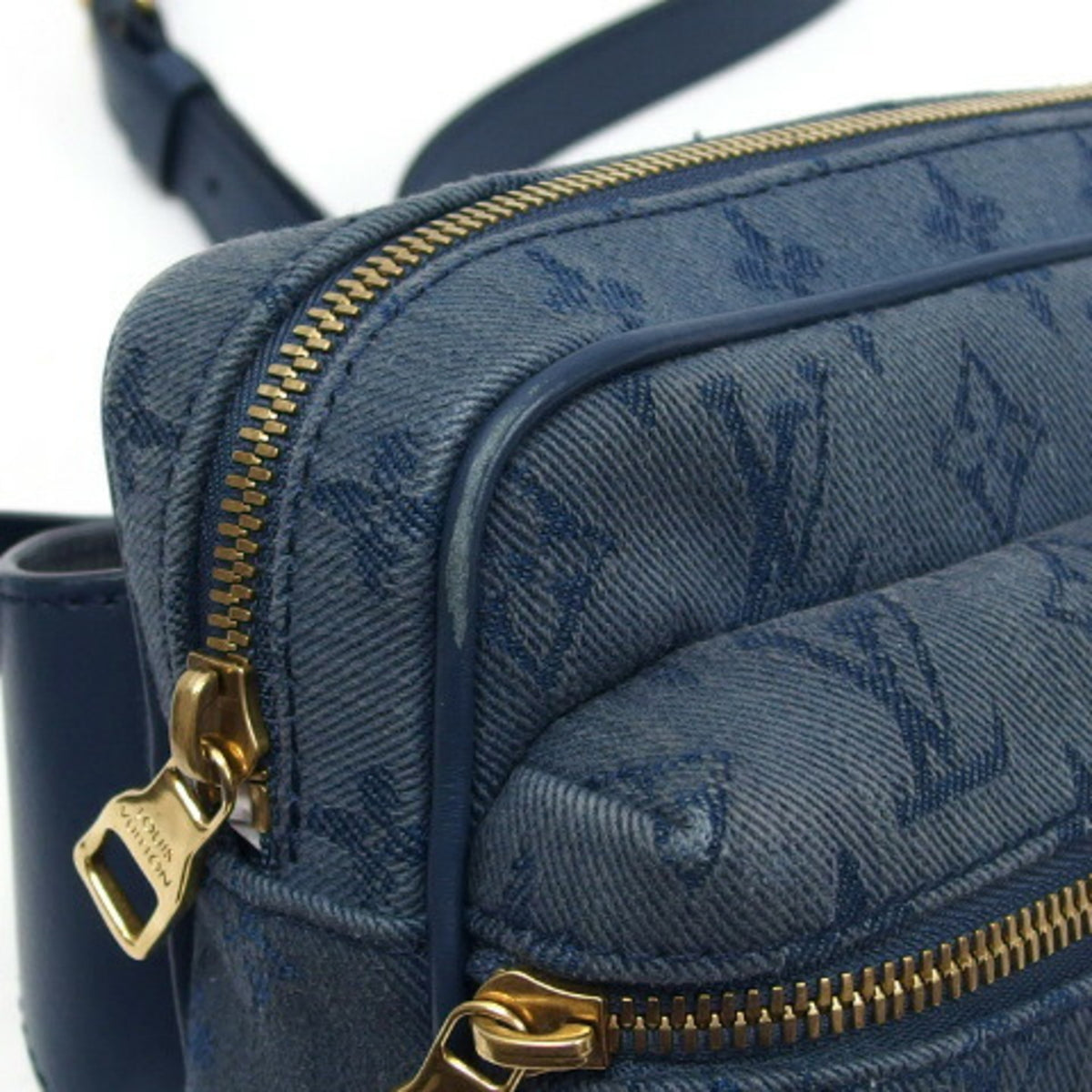 Louis Vuitton Monogram Denim Dark Brown Denim Leather Shoulder Bag (Pre-Owned)
