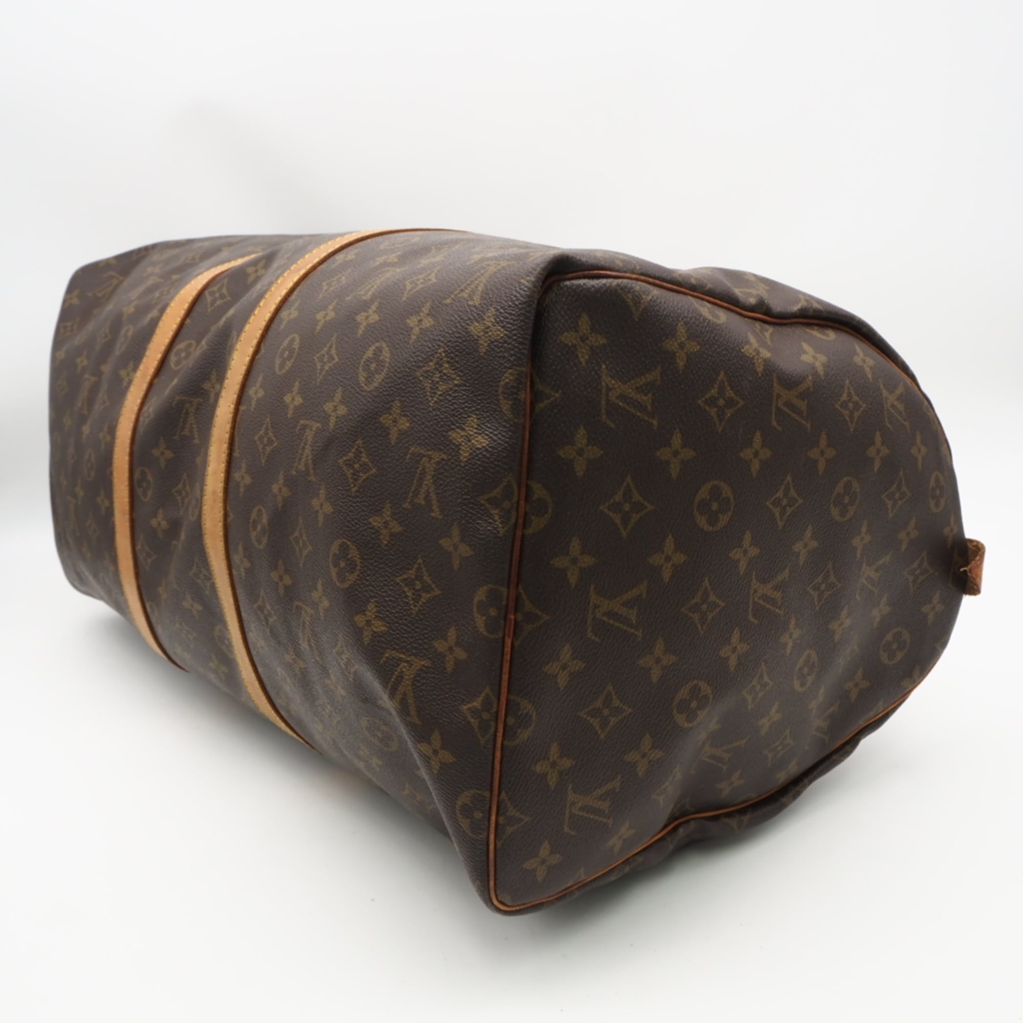 Louis Vuitton Monogram Beige Brown Coated Canvas Leather Boston Bag (Pre-Owned)