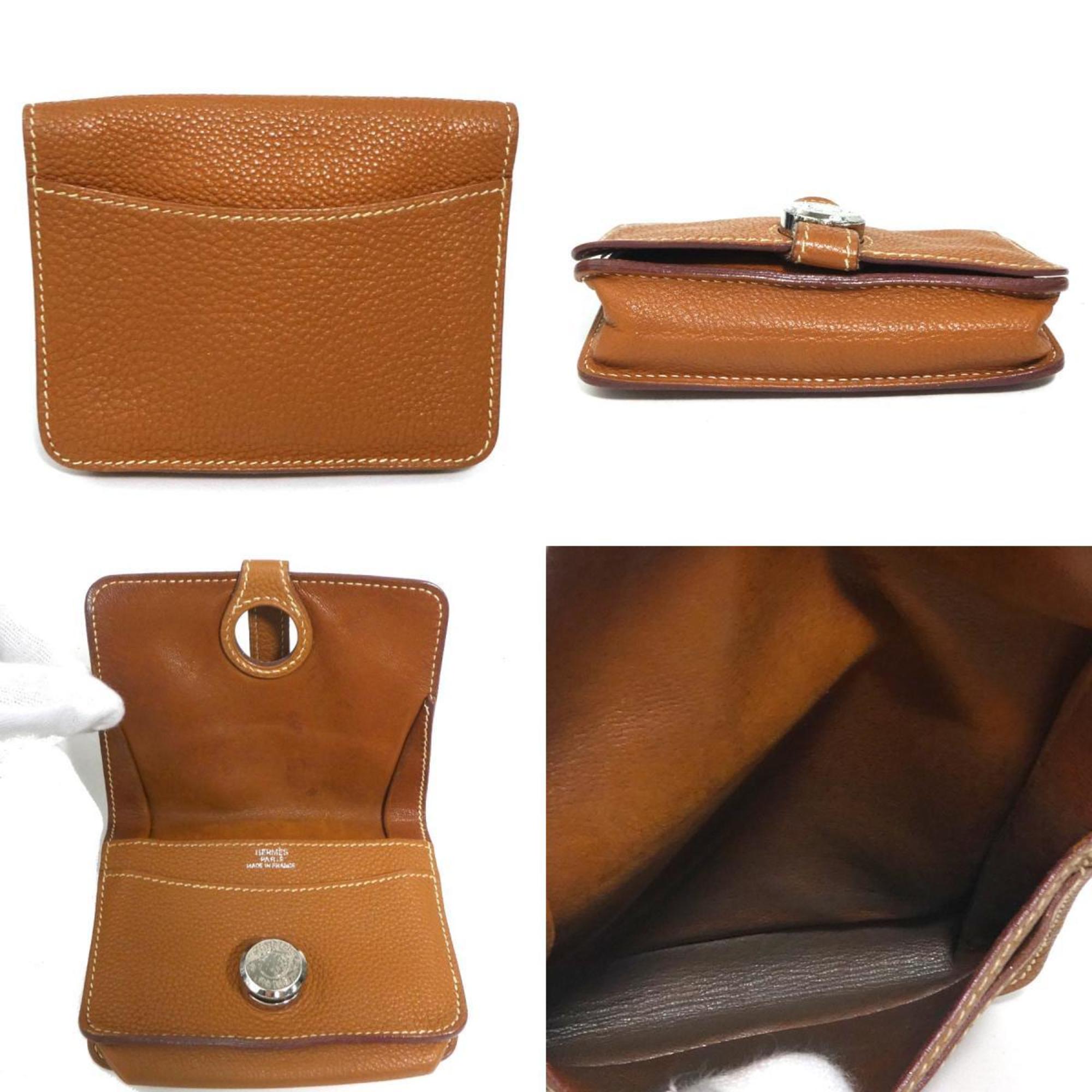 Hermes Brown Leather Coin Purse/Coin Case (Pre-Owned)