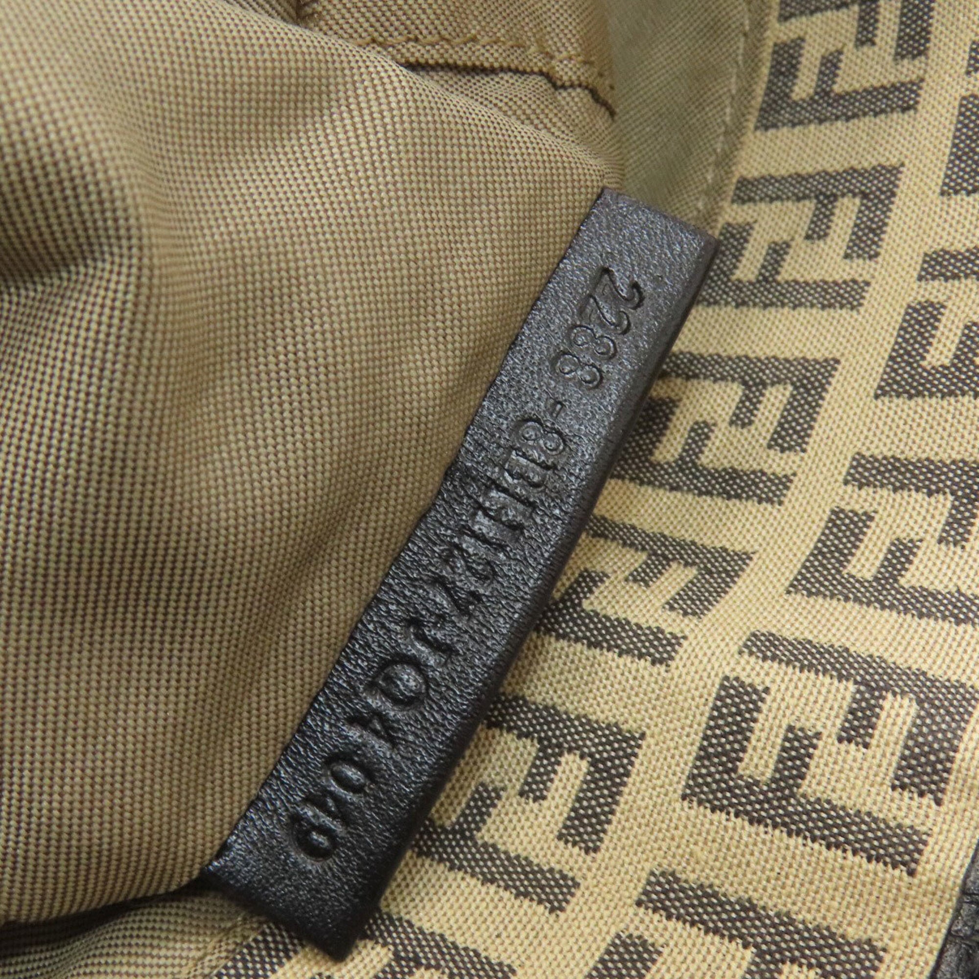 Fendi Zucca Beige Black Canvas Leather Tote Bag (Pre-Owned)