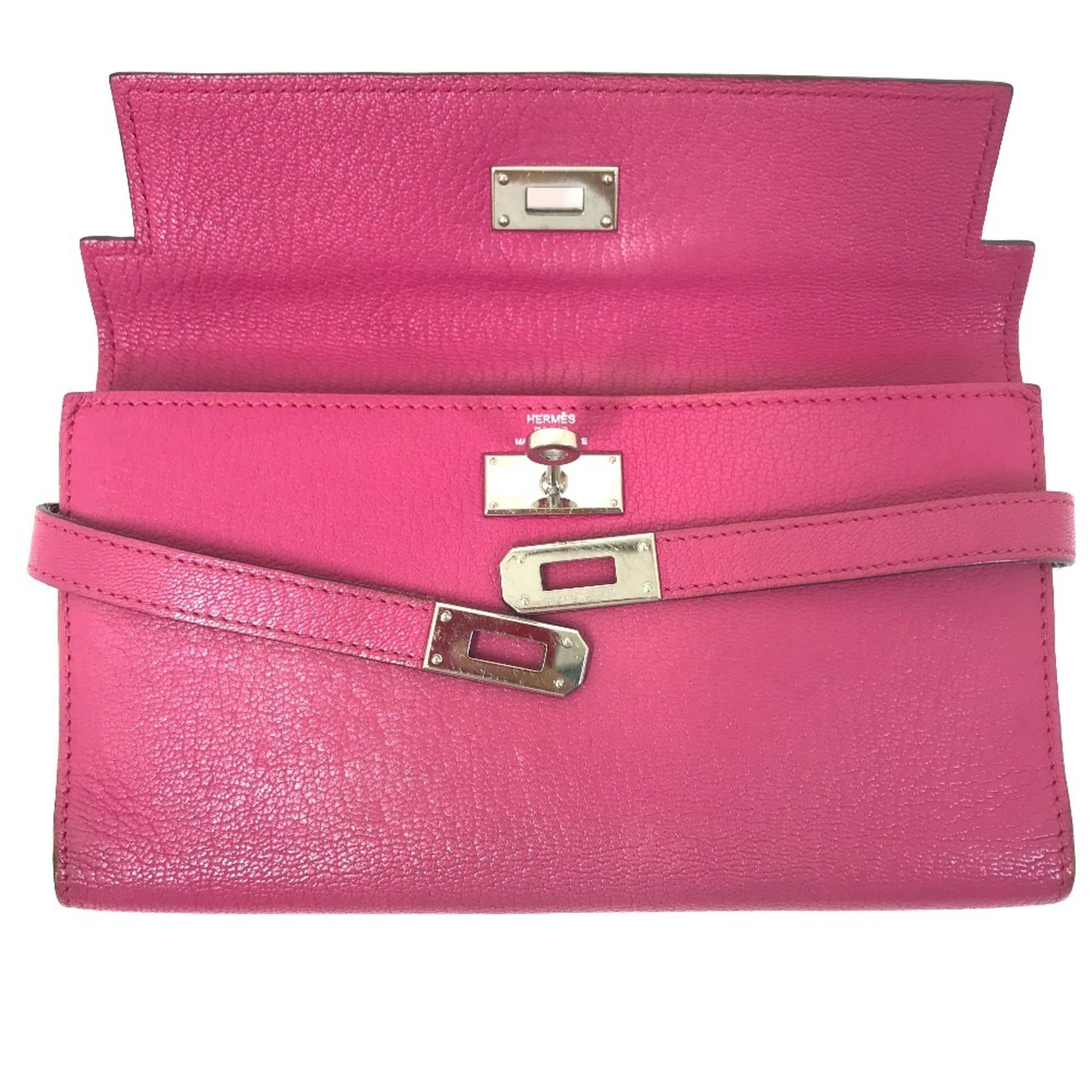 Hermes Pink Chevre Leather Long Wallet (Bi-Fold) (Pre-Owned)