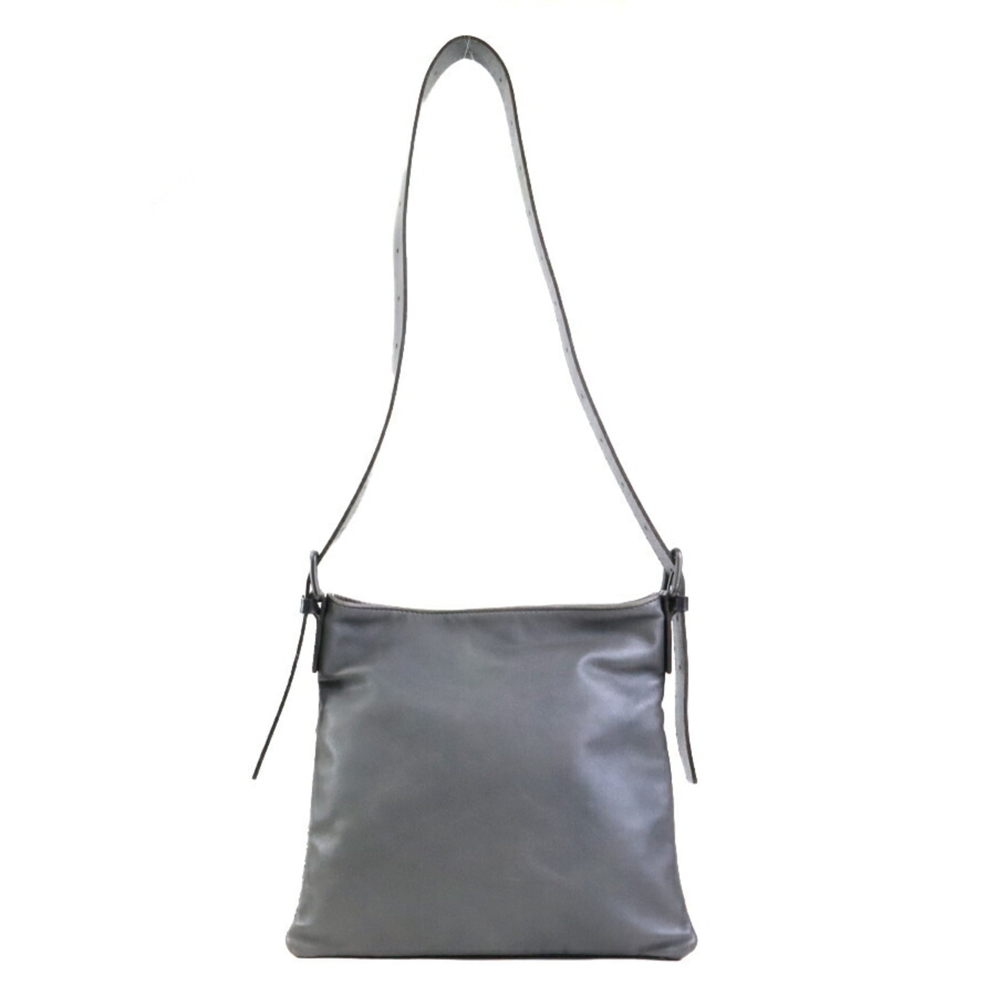 Bottega Veneta Black Gray Leather Shoulder Bag (Pre-Owned)