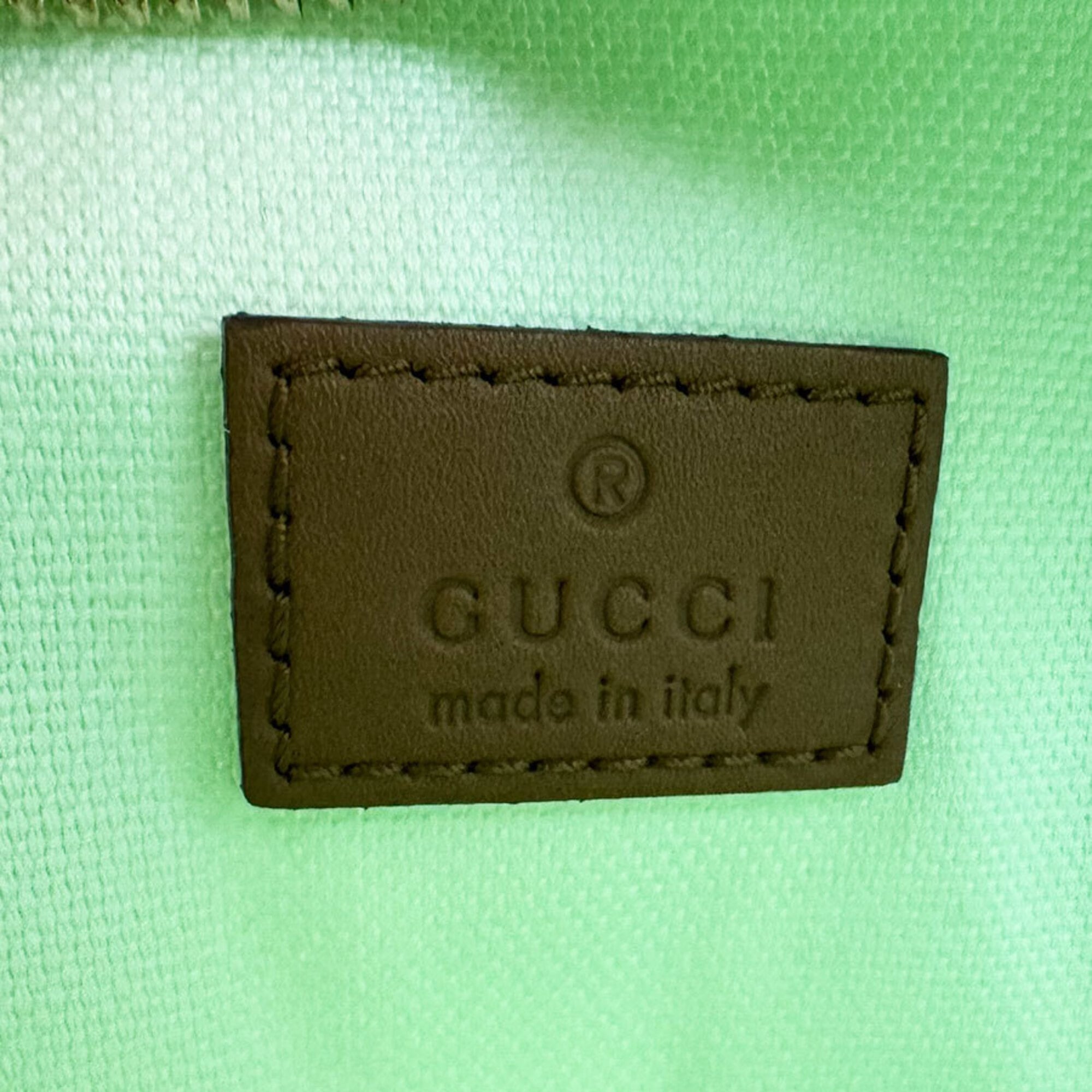 Gucci Brown Green Pink Canvas Leather Handbag Shoulder Bag (Pre-Owned)