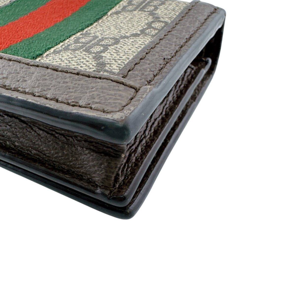 Gucci Brown Green Red Color Pvc Canvas Leather Wallet (Bi-Fold) (Pre-Owned)