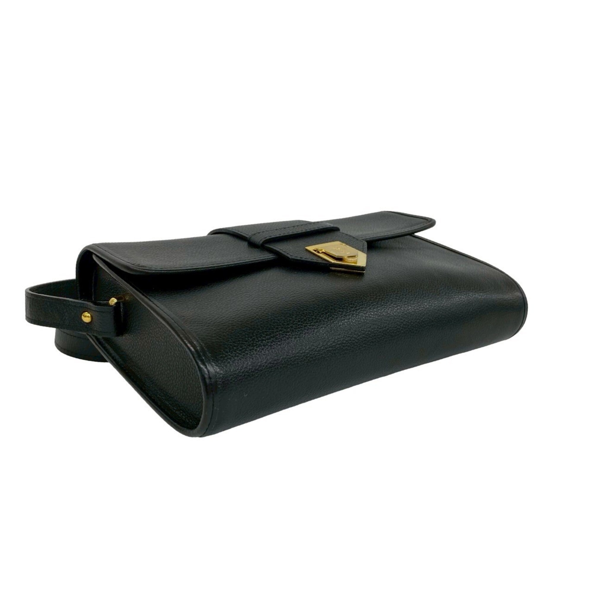 Yves Saint Laurent Black Leather Pochette Shoulder Bag (Pre-Owned)