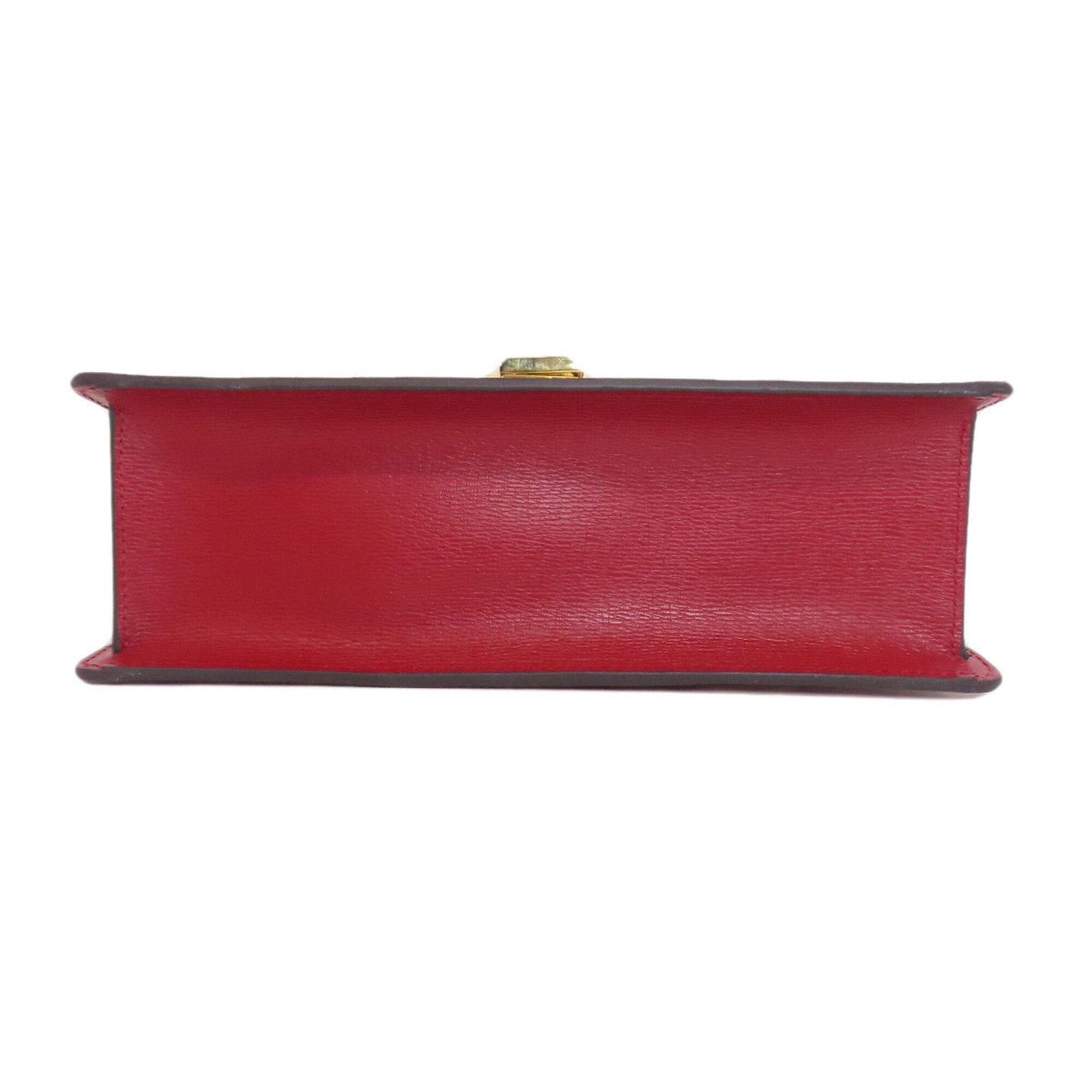 Gucci Red Color Leather Shoulder Bag (Pre-Owned)