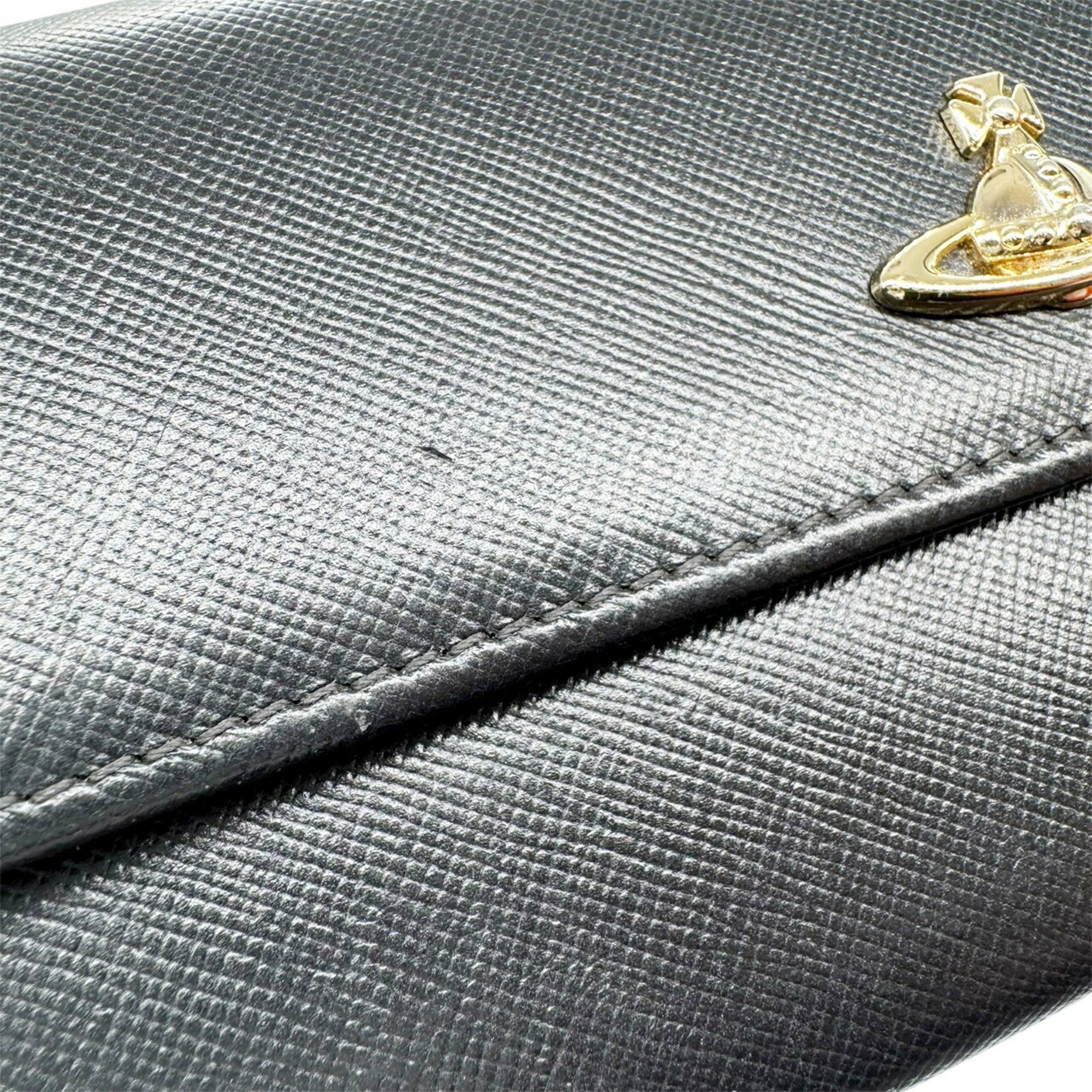 Vivienne Westwood Black Leather Long Wallet (Bi-Fold) (Pre-Owned)