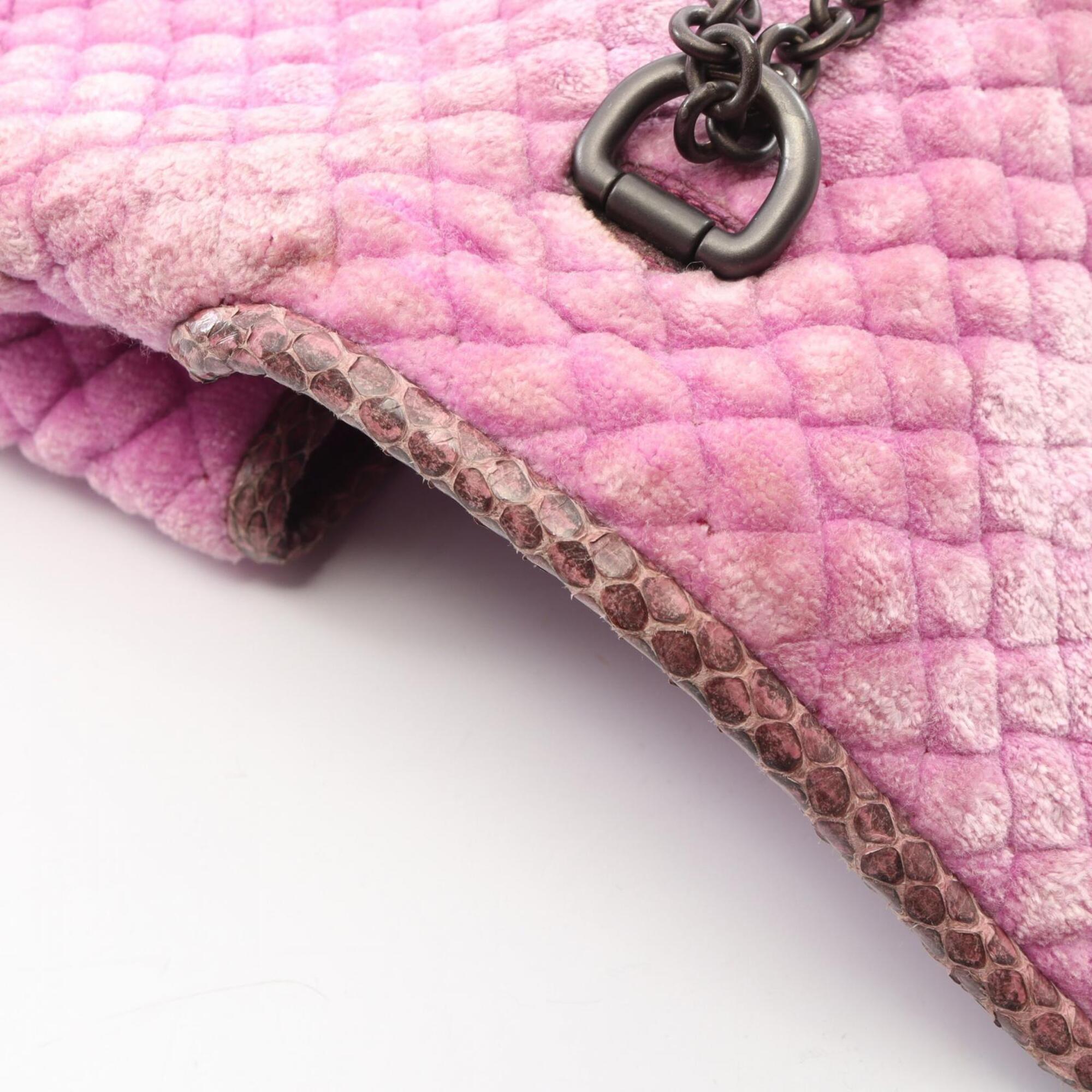 Bottega Veneta Purple Fabric Leather Handbag Shoulder Bag (Pre-Owned)