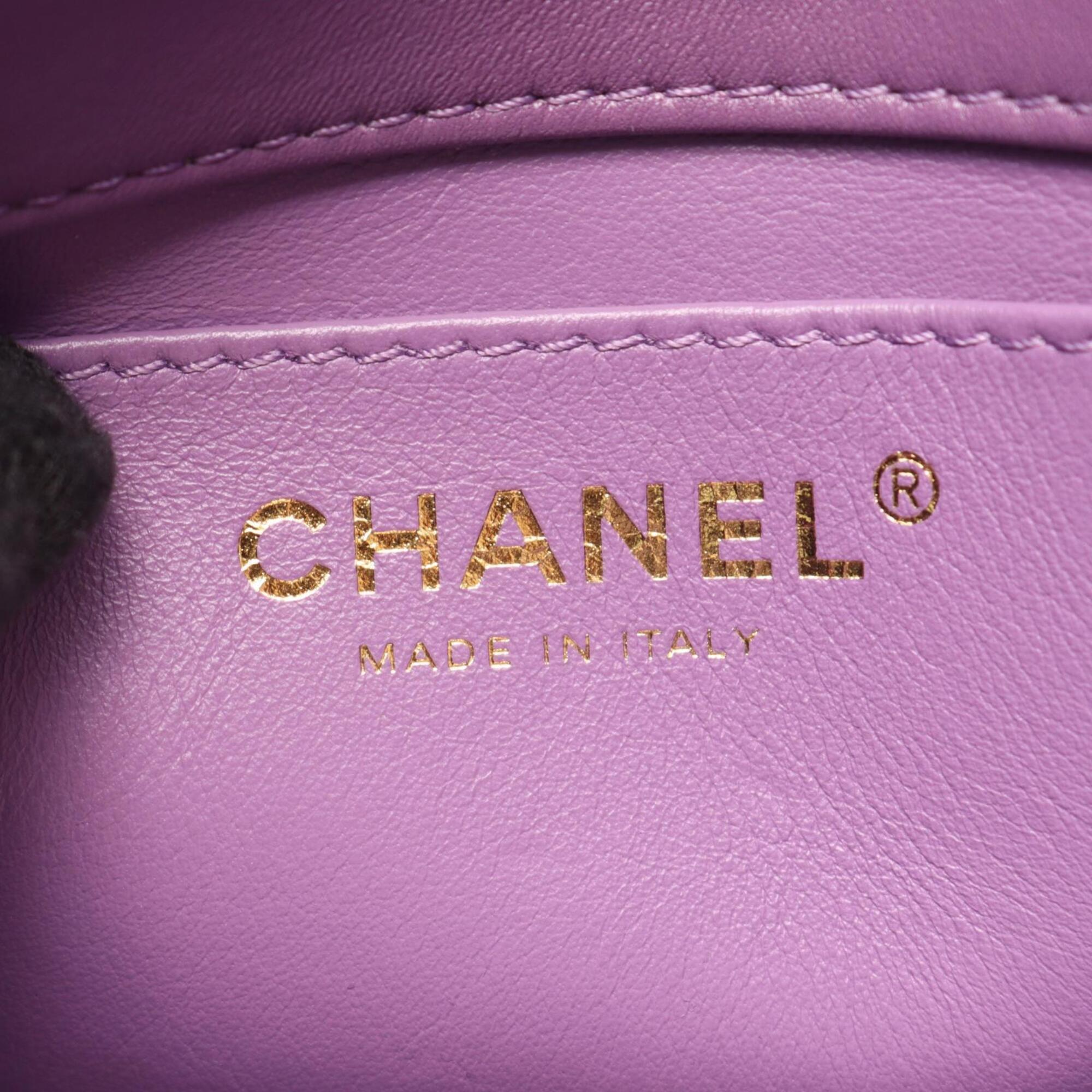 Chanel Purple Leather Handbag Shoulder Bag (Pre-Owned)