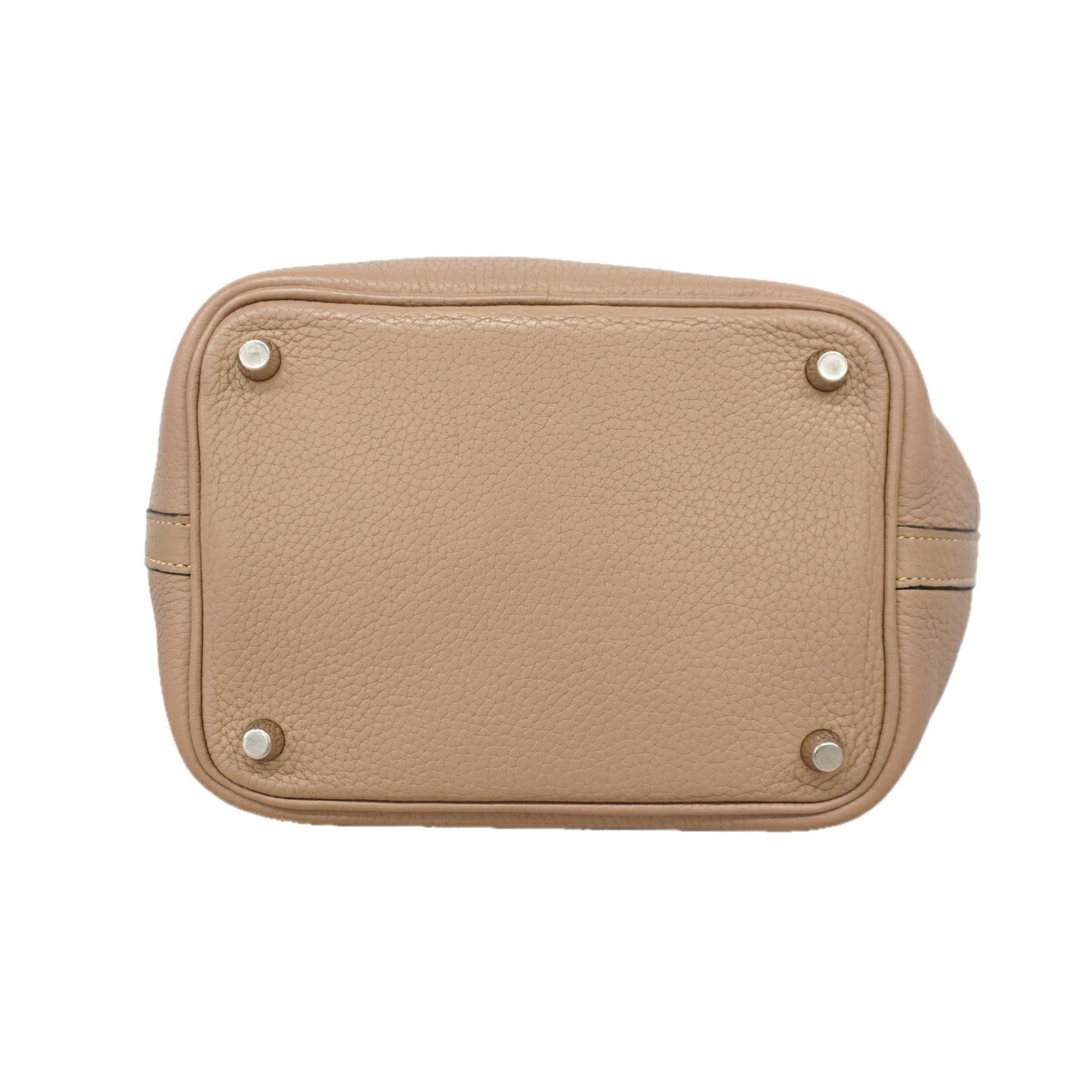 Hermes Argile Taurillon Clemence Leather Handbag (Pre-Owned)