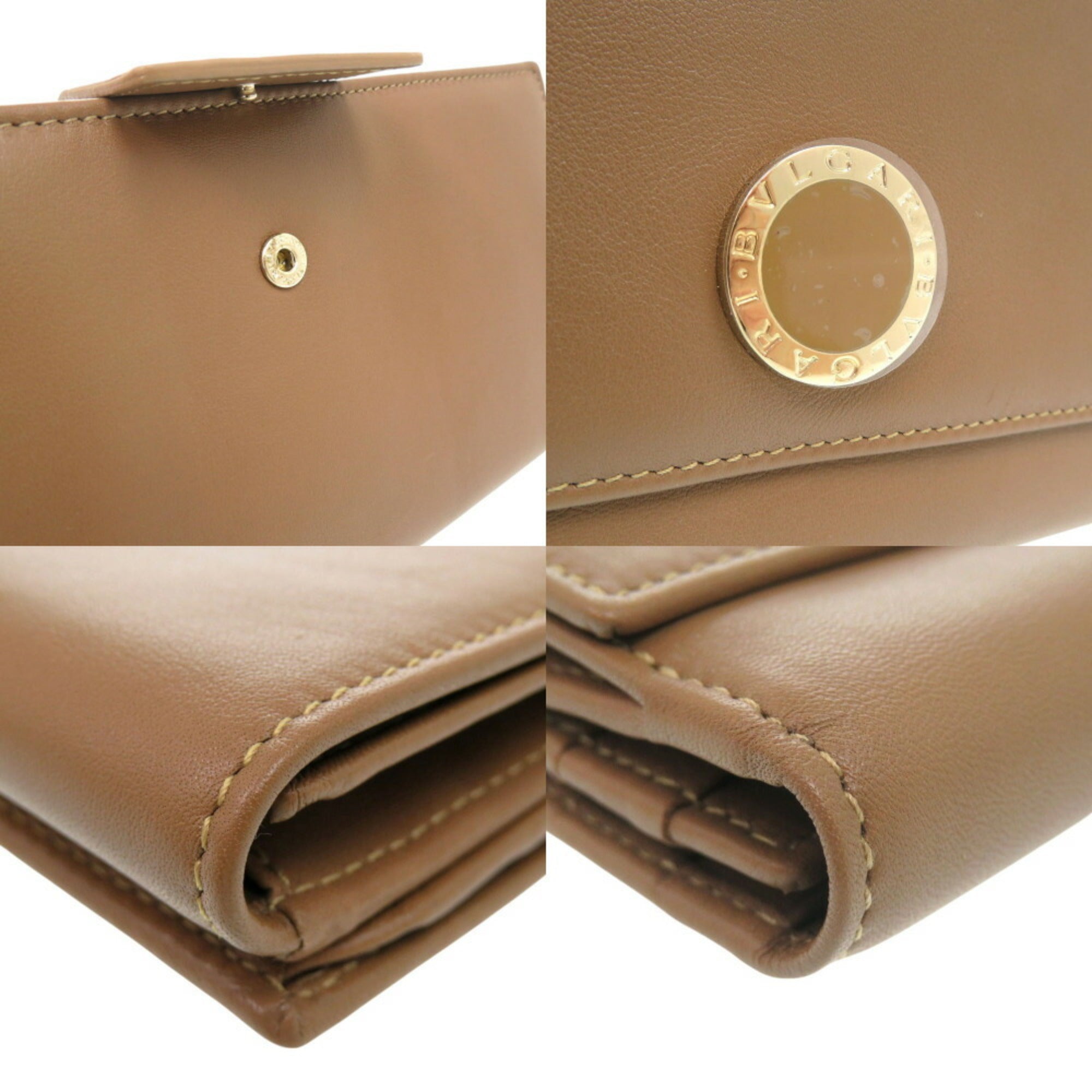 Bvlgari Brown Leather Long Wallet (Bi-Fold) (Pre-Owned)