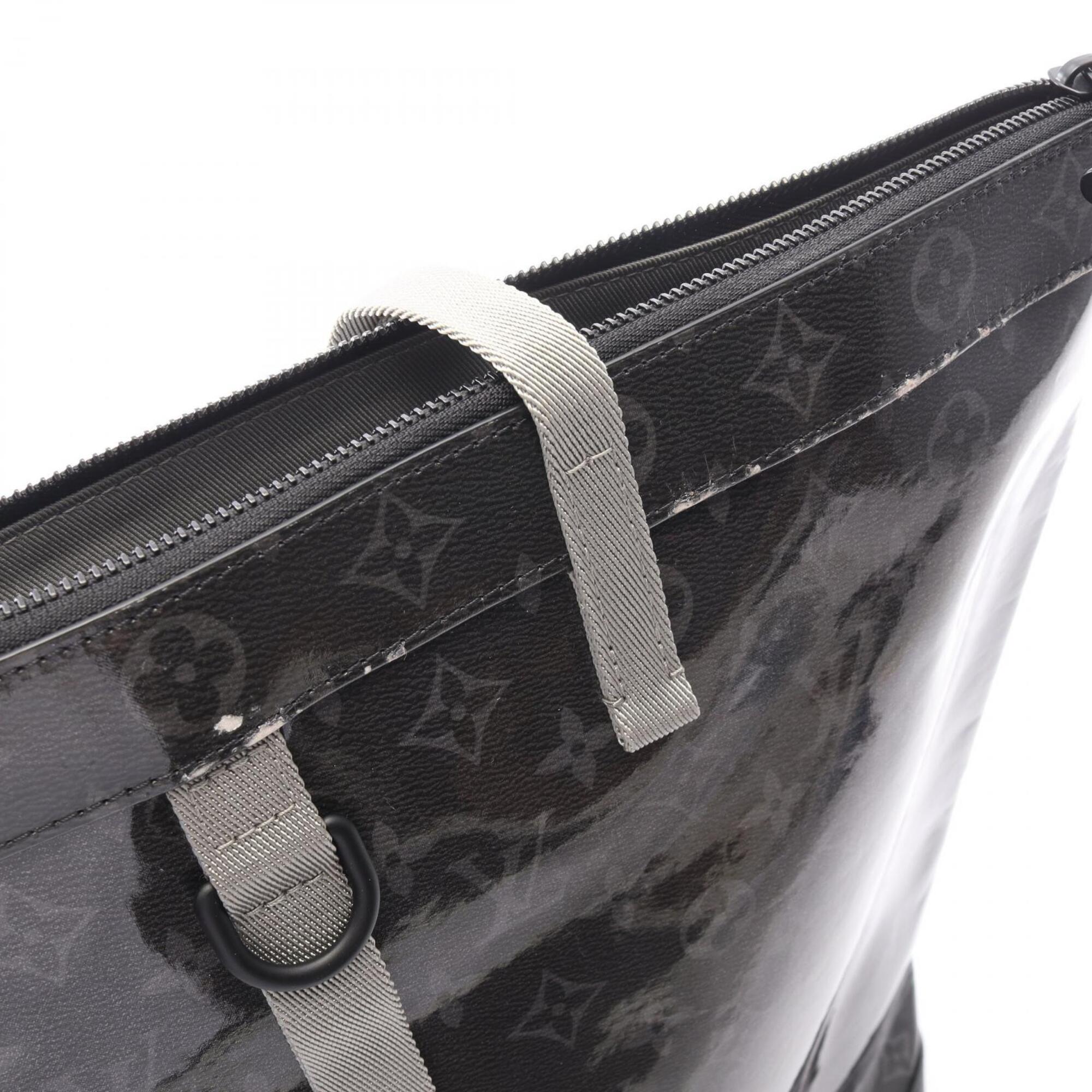 Louis Vuitton Black Coated Canvas Leather Backpack Handbag (Pre-Owned)
