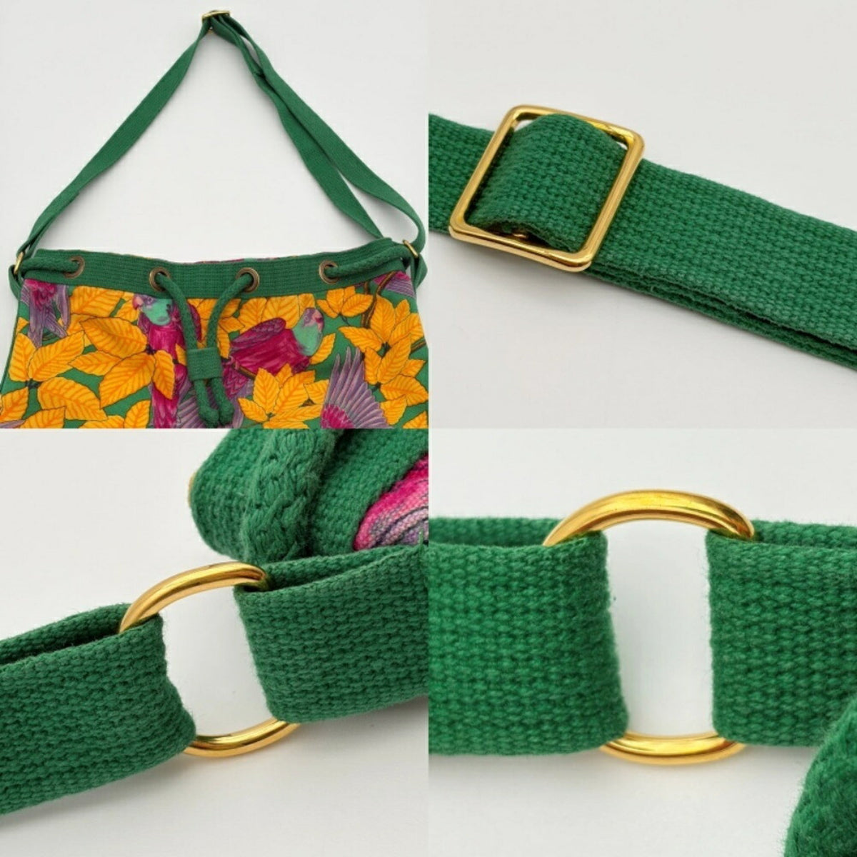 Hermes Green Pink Yellow Cotton Shoulder Bag (Pre-Owned)