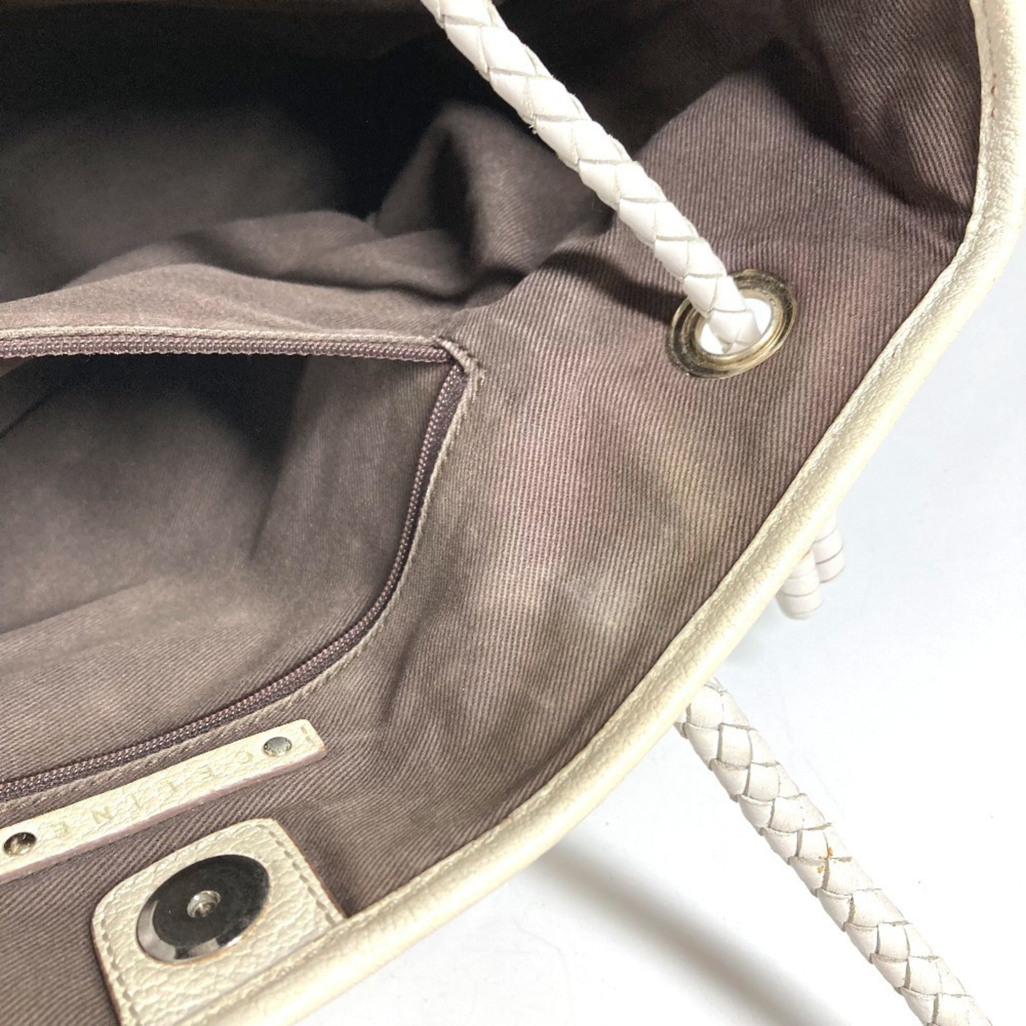 Celine Beige White Leather Shoulder Bag Tote Bag (Pre-Owned)