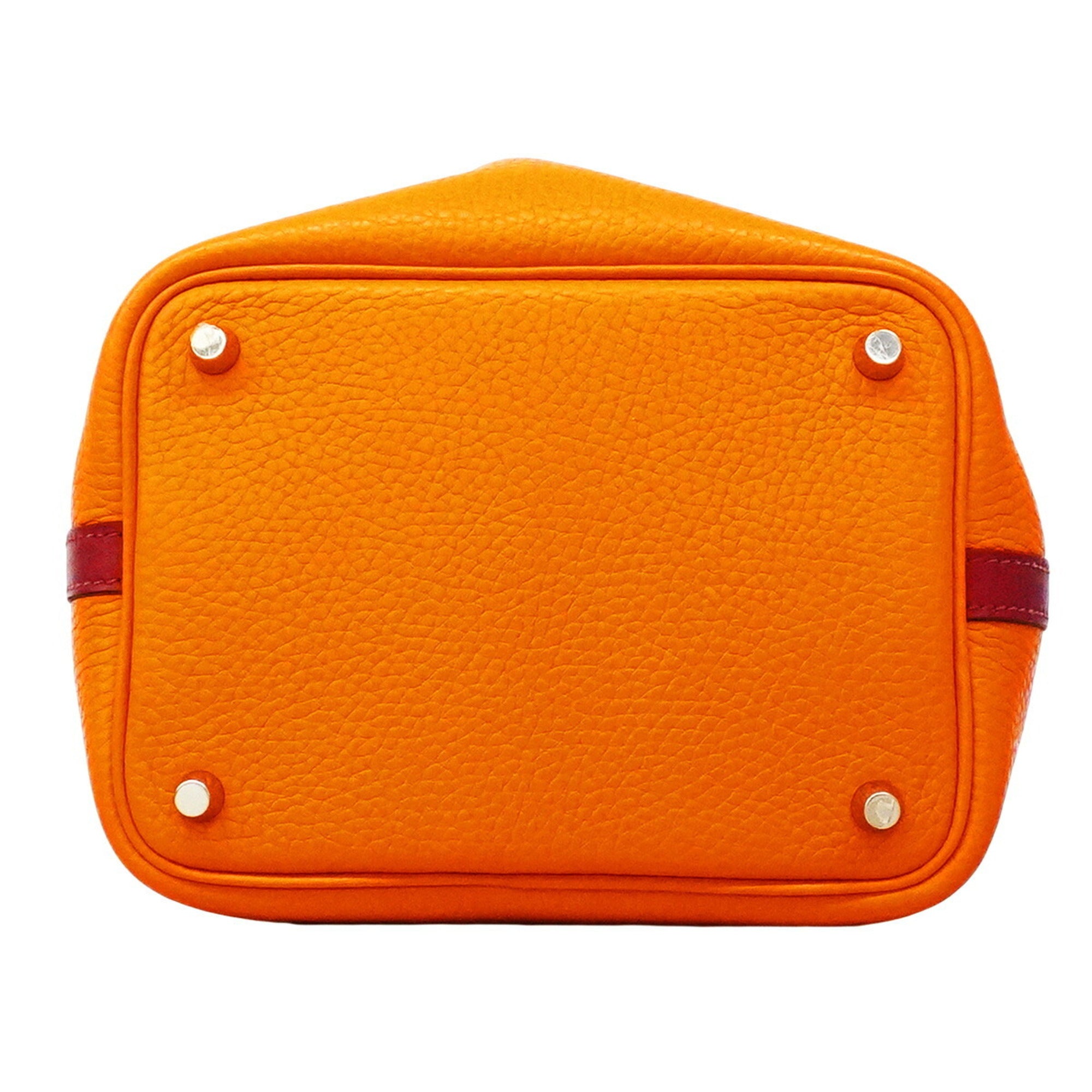 Hermes Orange Rouge Grenat Taurillon Clemence Leather Swift Leather Handbag (Pre-Owned)