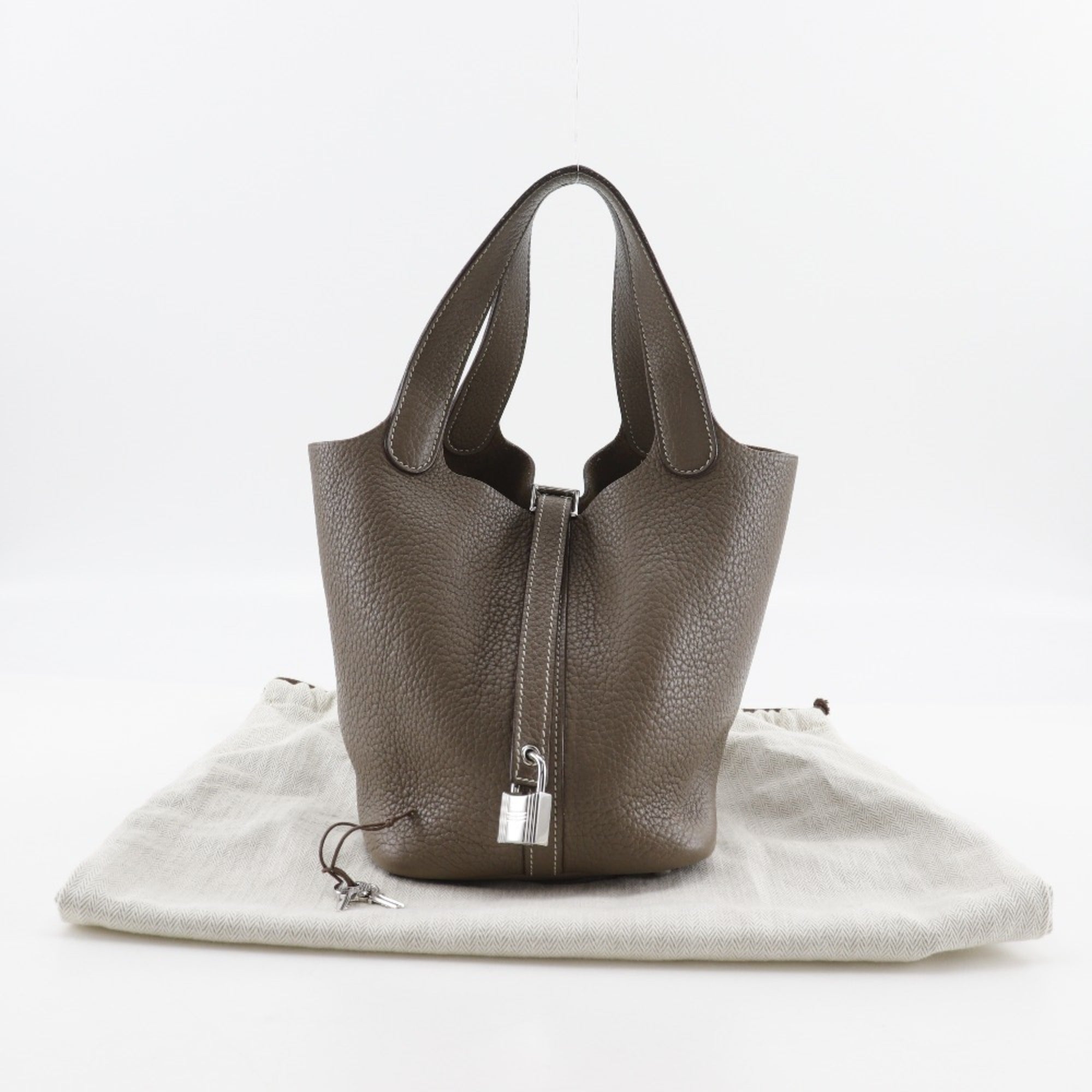 Hermes Picotin Etoupe Gray Taurillon Clemence Leather Handbag (Pre-Owned)