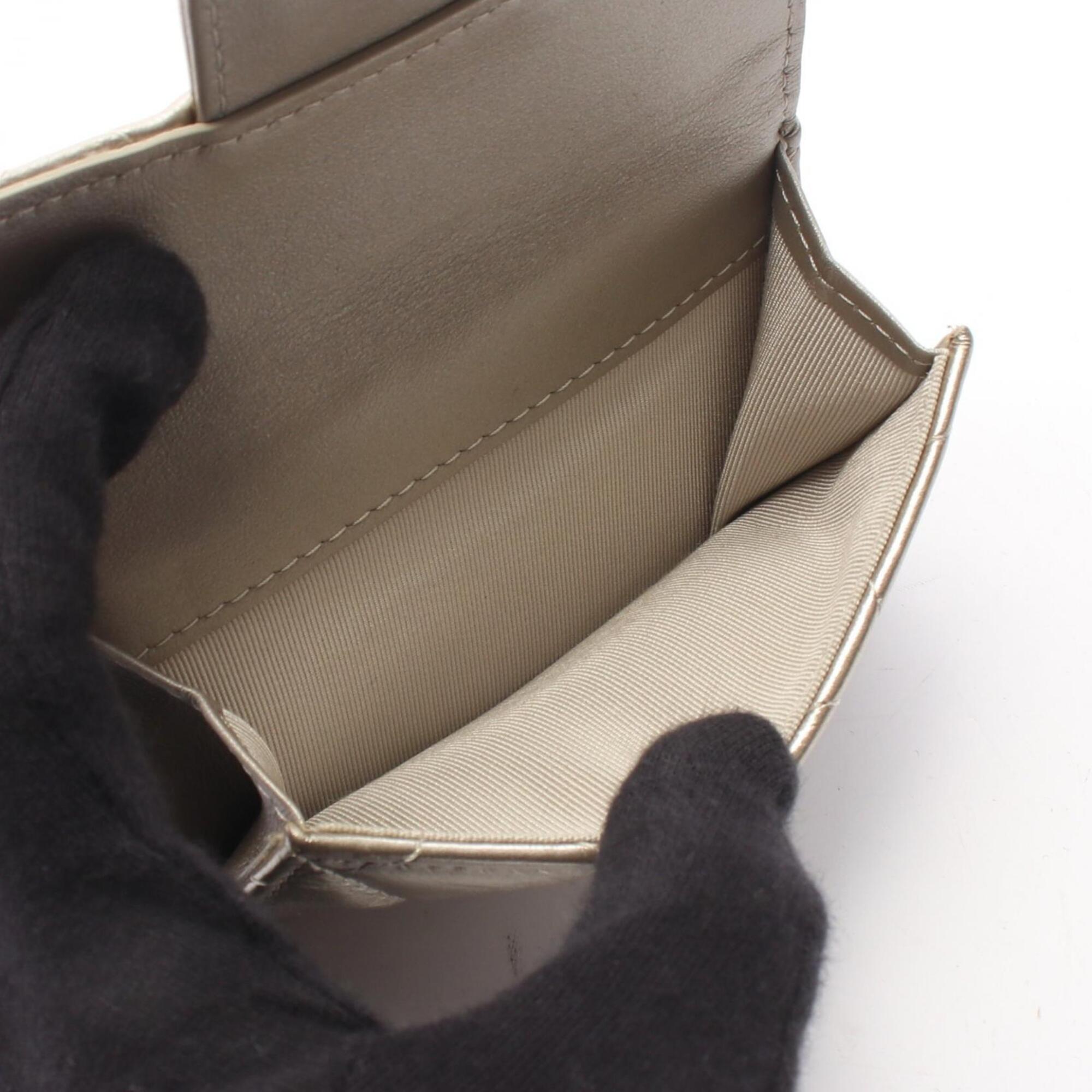 Chanel Gold Leather Wallet (Tri-Fold) (Pre-Owned)