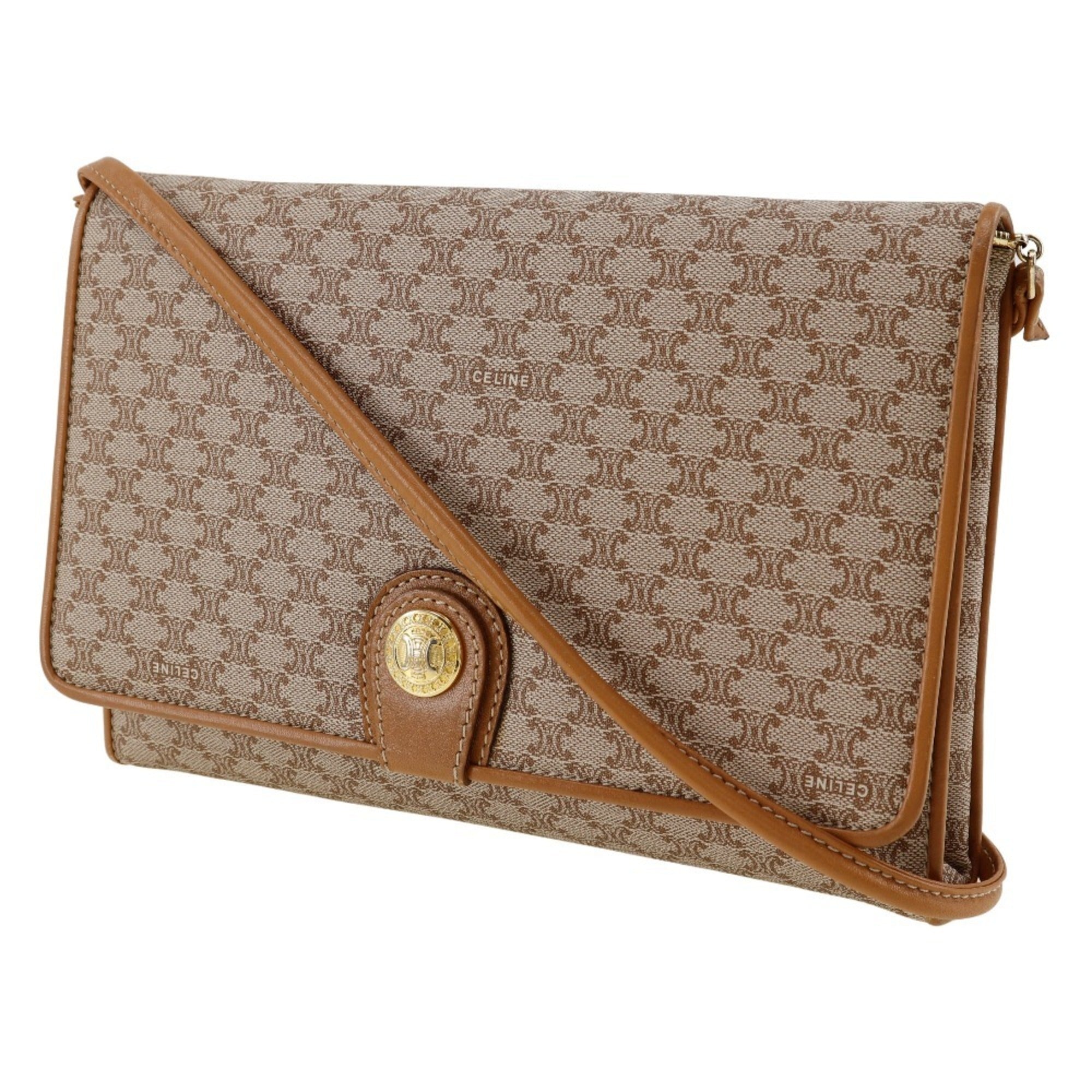 Celine Macadam Beige Pvc Leather Shoulder Bag (Pre-Owned)
