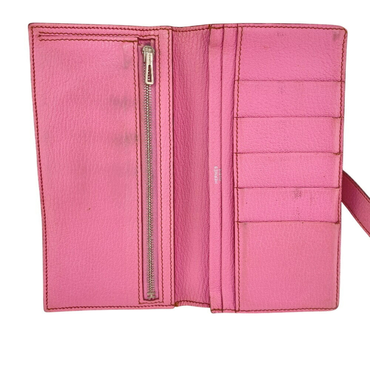 Hermes Pink Chevre Myzore Leather Long Wallet (Bi-Fold) (Pre-Owned)